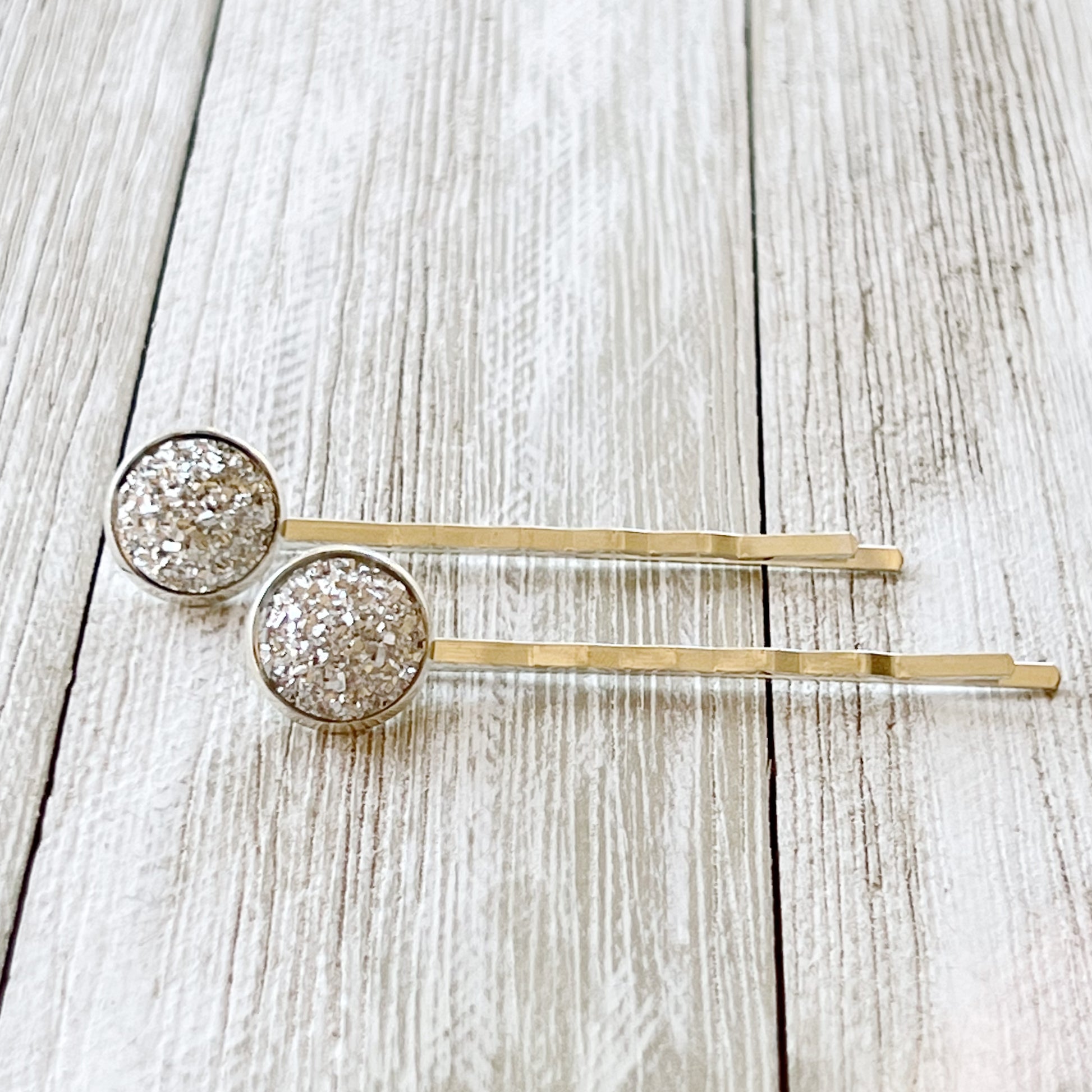 Silver Druzy Hair Pins: Sparkling Accents for Stylish Hairstyles