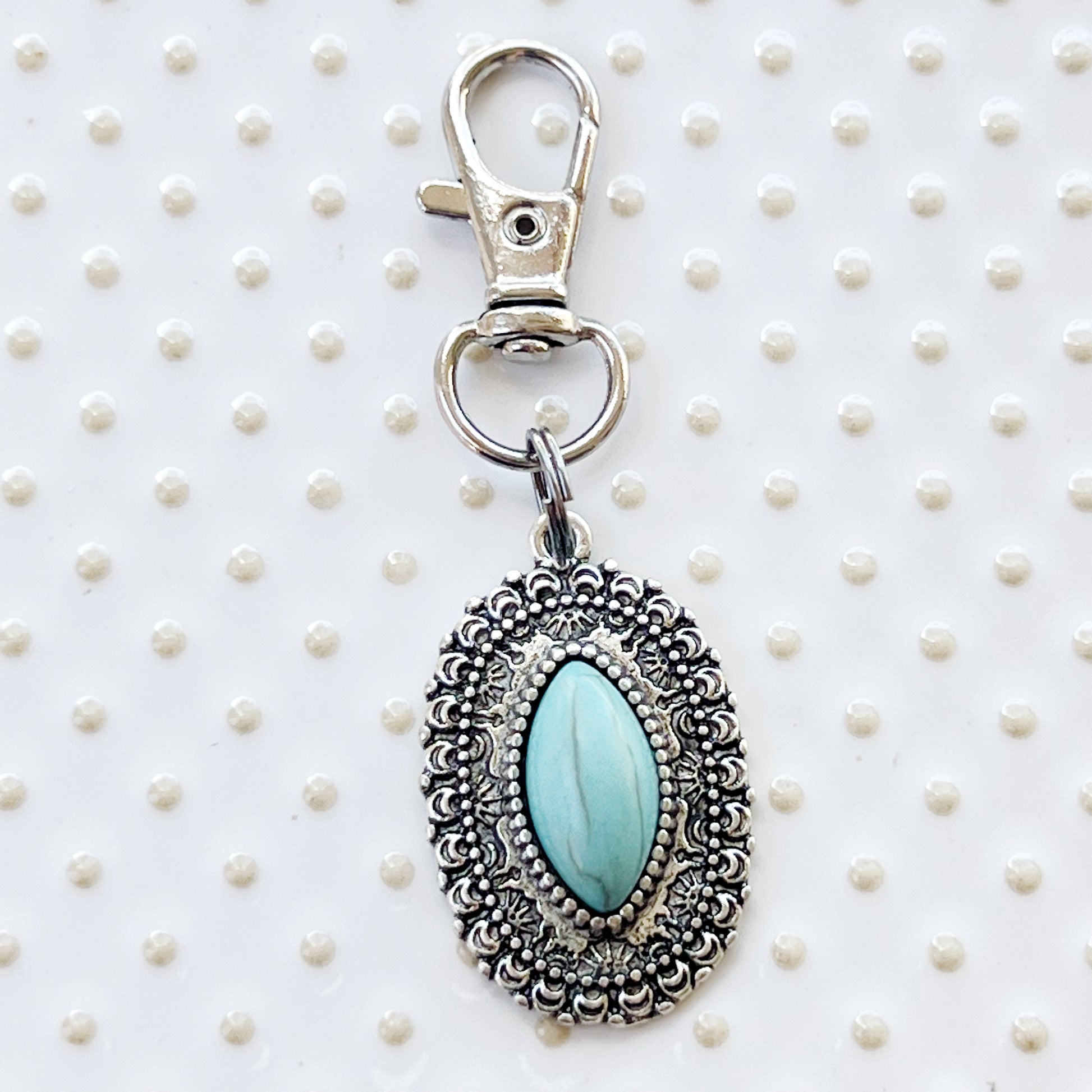 Turquoise Western Zipper Pull Handbag Charm