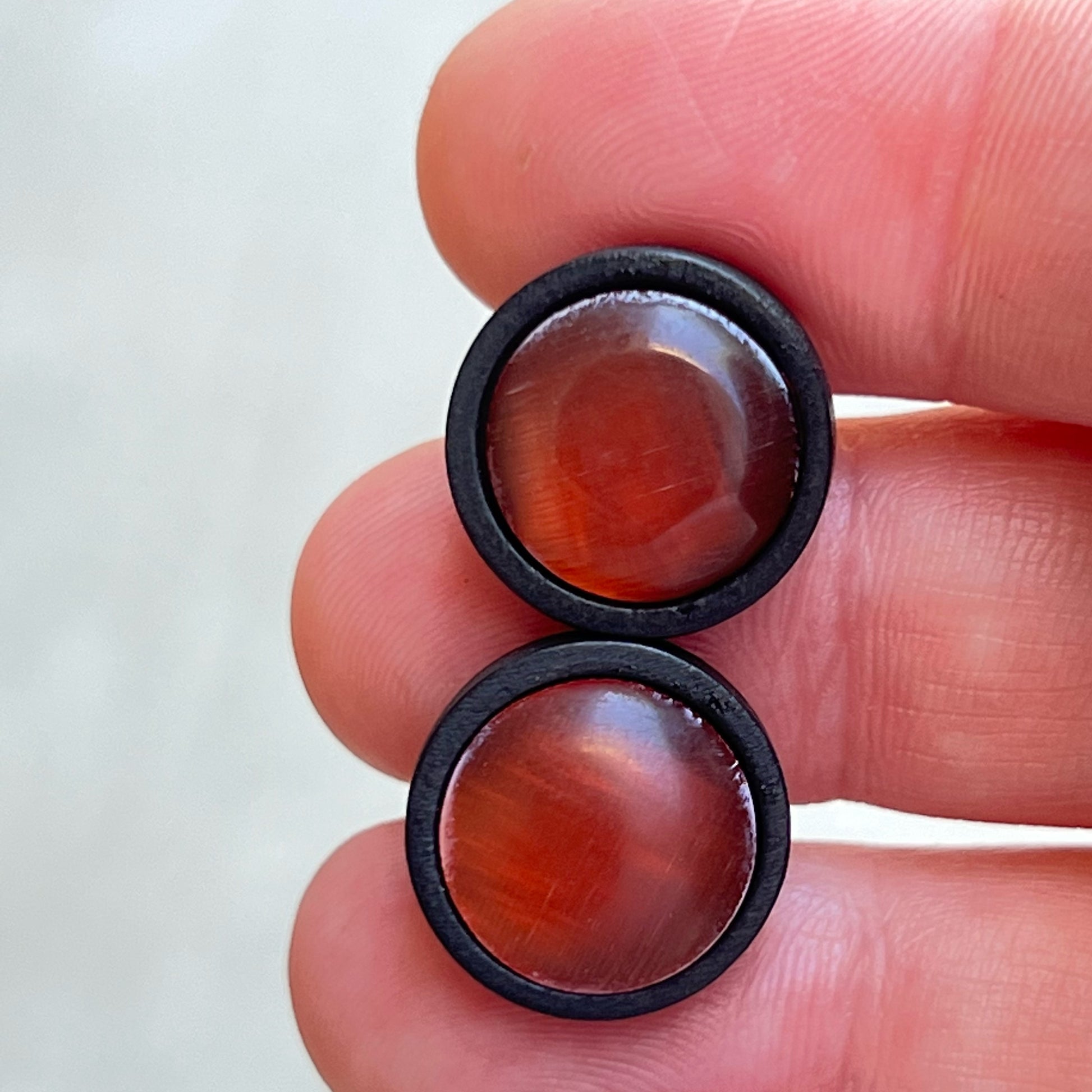 Orange Resin Black Wood Unisex Stud Earrings - Unique & Stylish Accessories