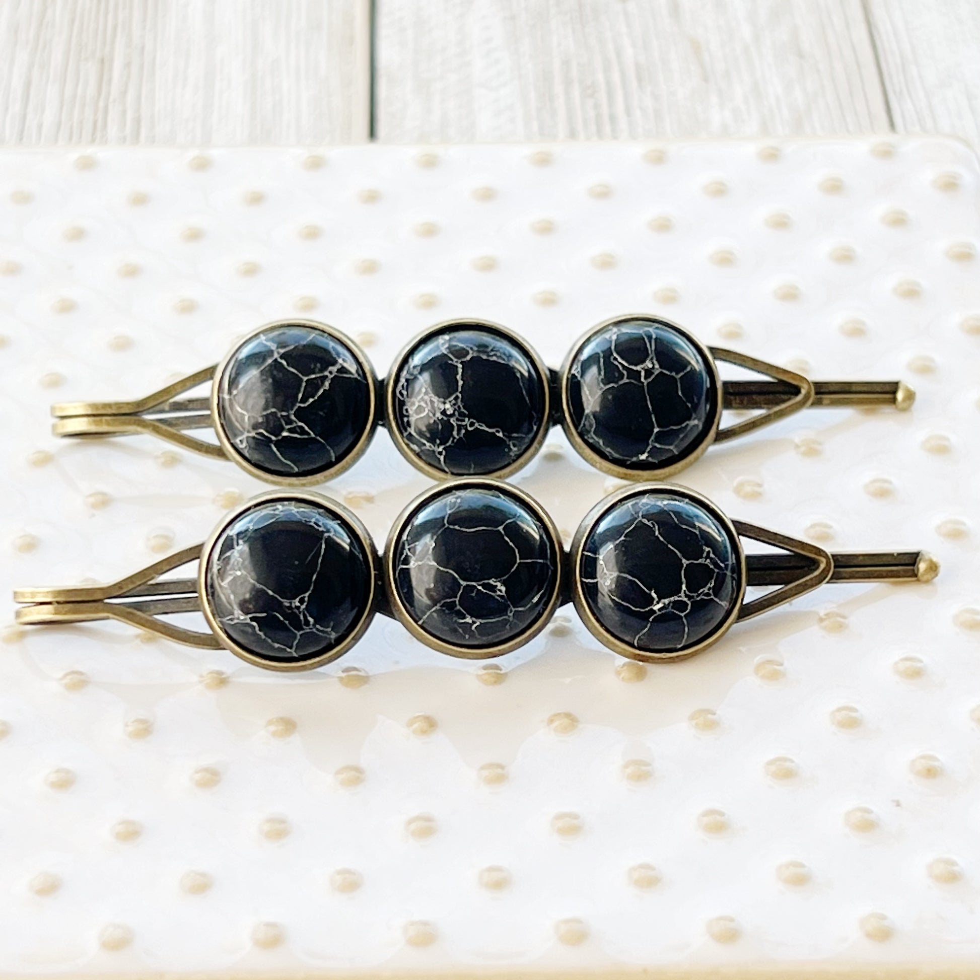 Black Stone Hair Pins - Boho Western Inspired Hair Accessories