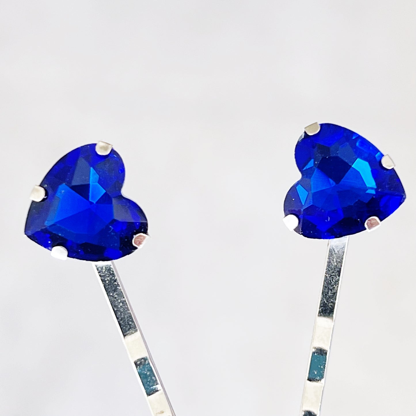 Blue Rhinestone Heart Hair Pins - Elegant and Sparkling Accessories