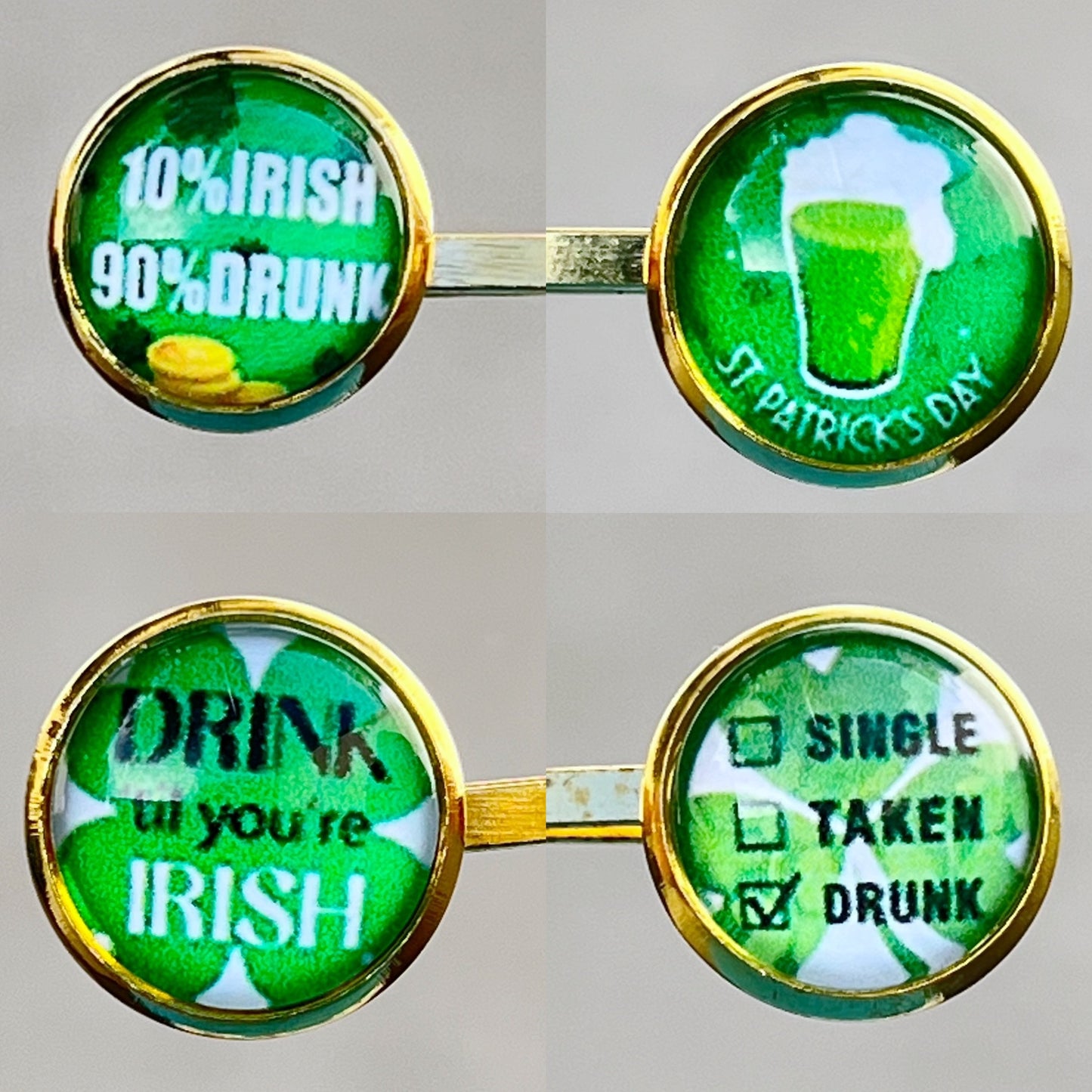 Funny Sayings St Patricks Day Hair Pins Set of 4