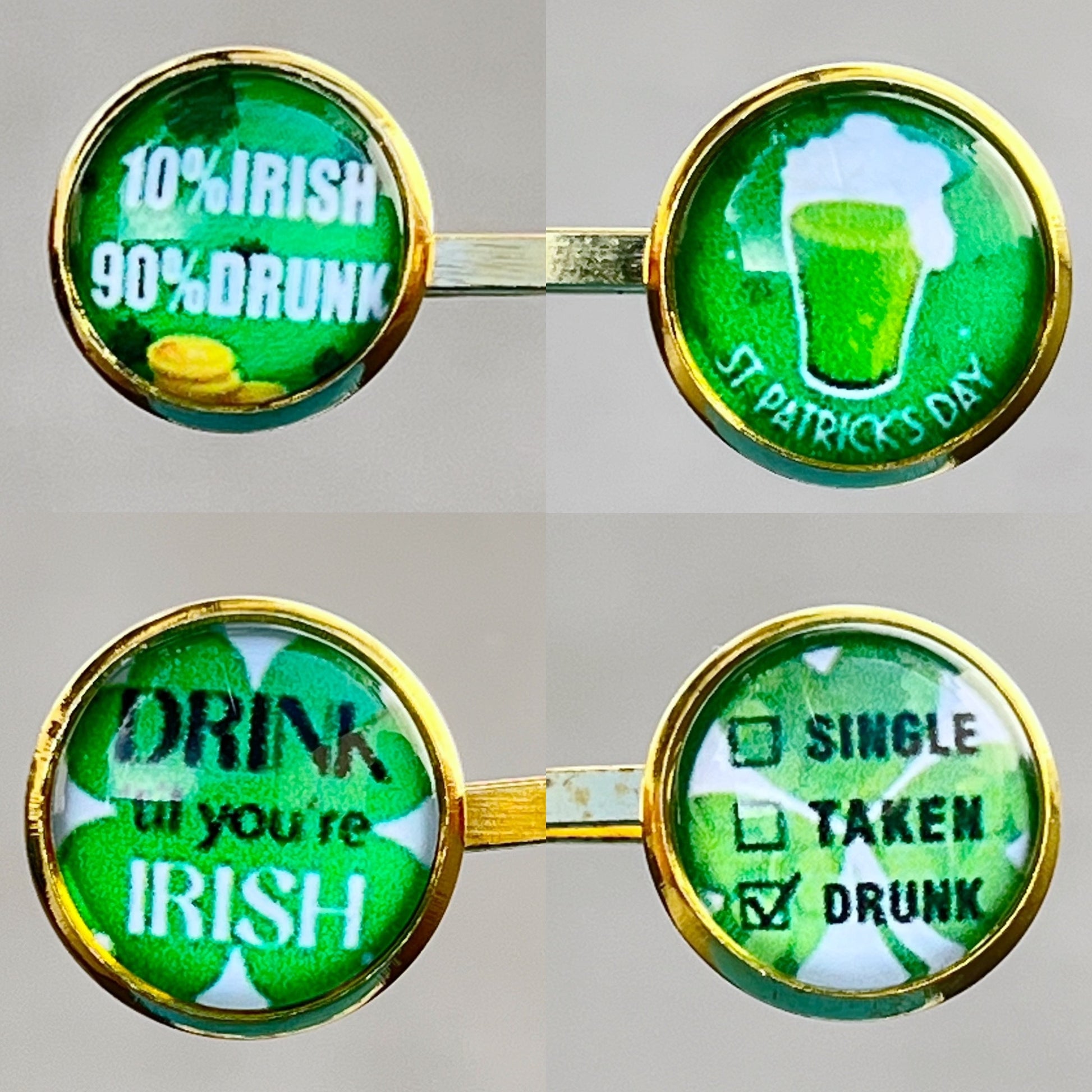 Funny Sayings St Patricks Day Hair Pins Set of 4