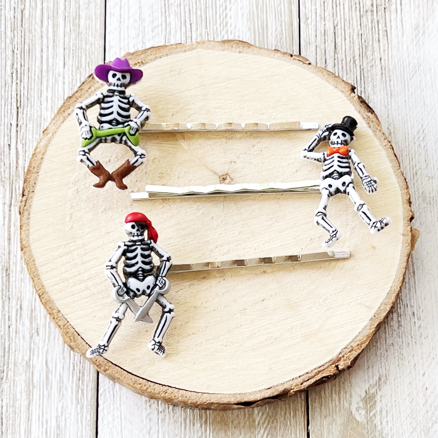 Halloween Dancing Skeletons Hair Pin Set