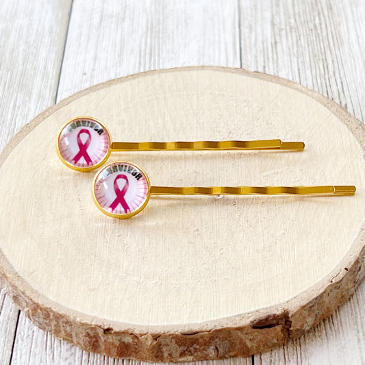 Breast Cancer Awareness Ribbon Hair Pins - Supportive and Stylish Accessories