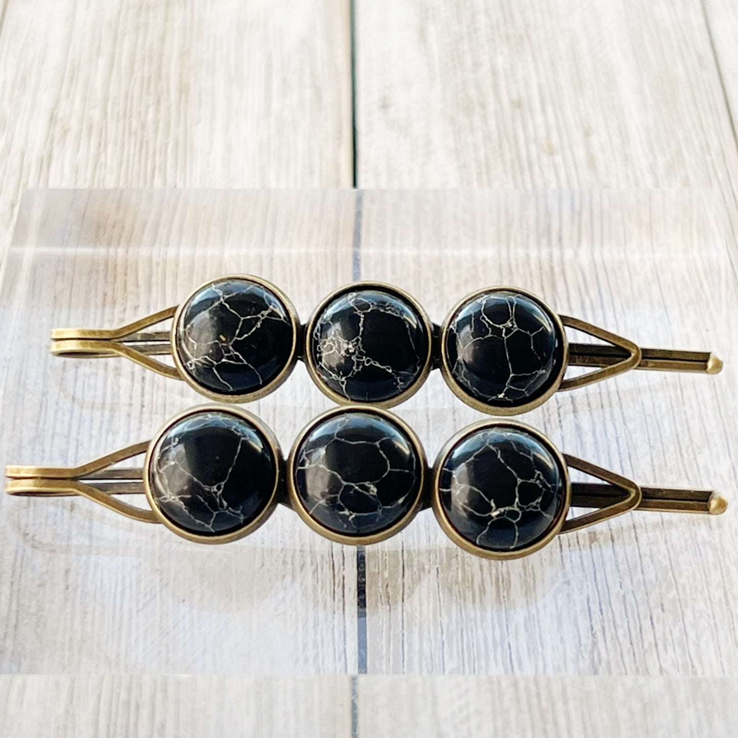 Black Stone Hair Pins - Boho Western Inspired Hair Accessories