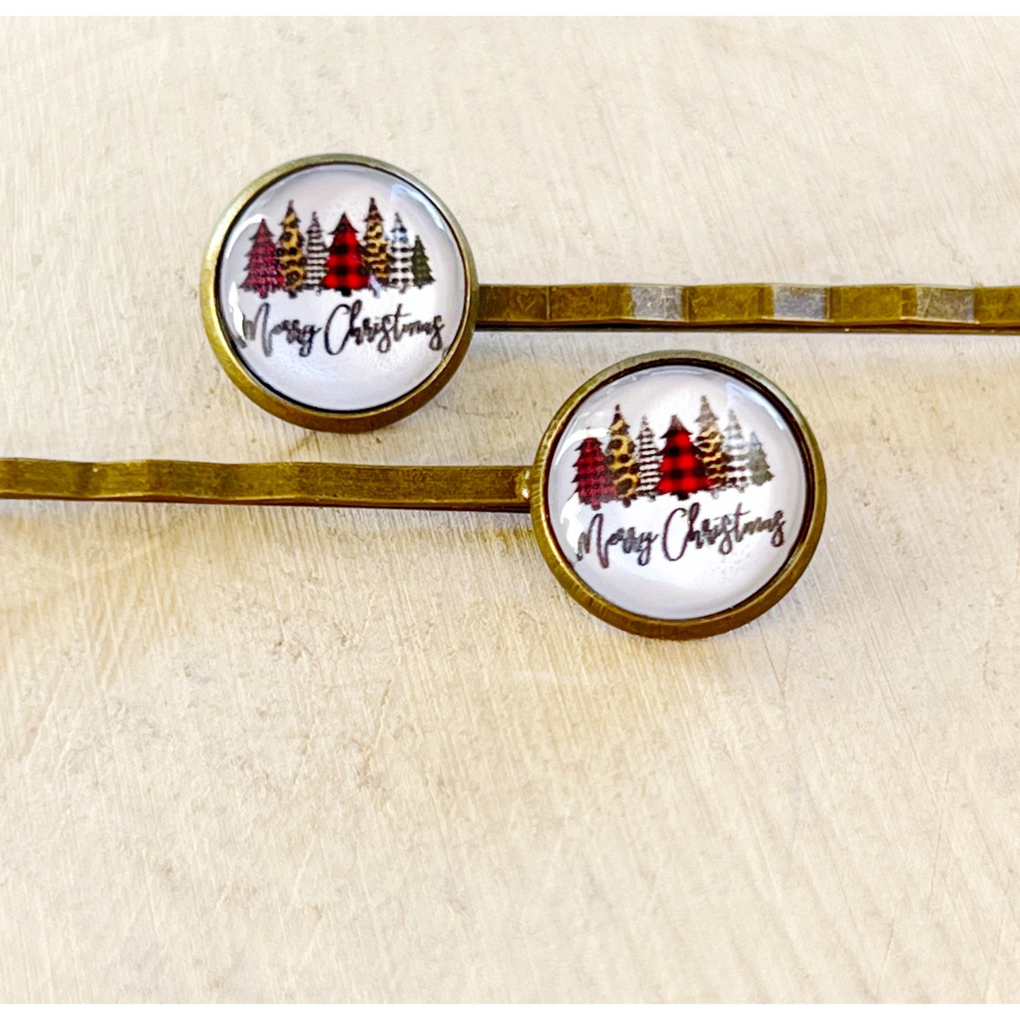 Merry Christmas Tree Holiday Bobby Pins