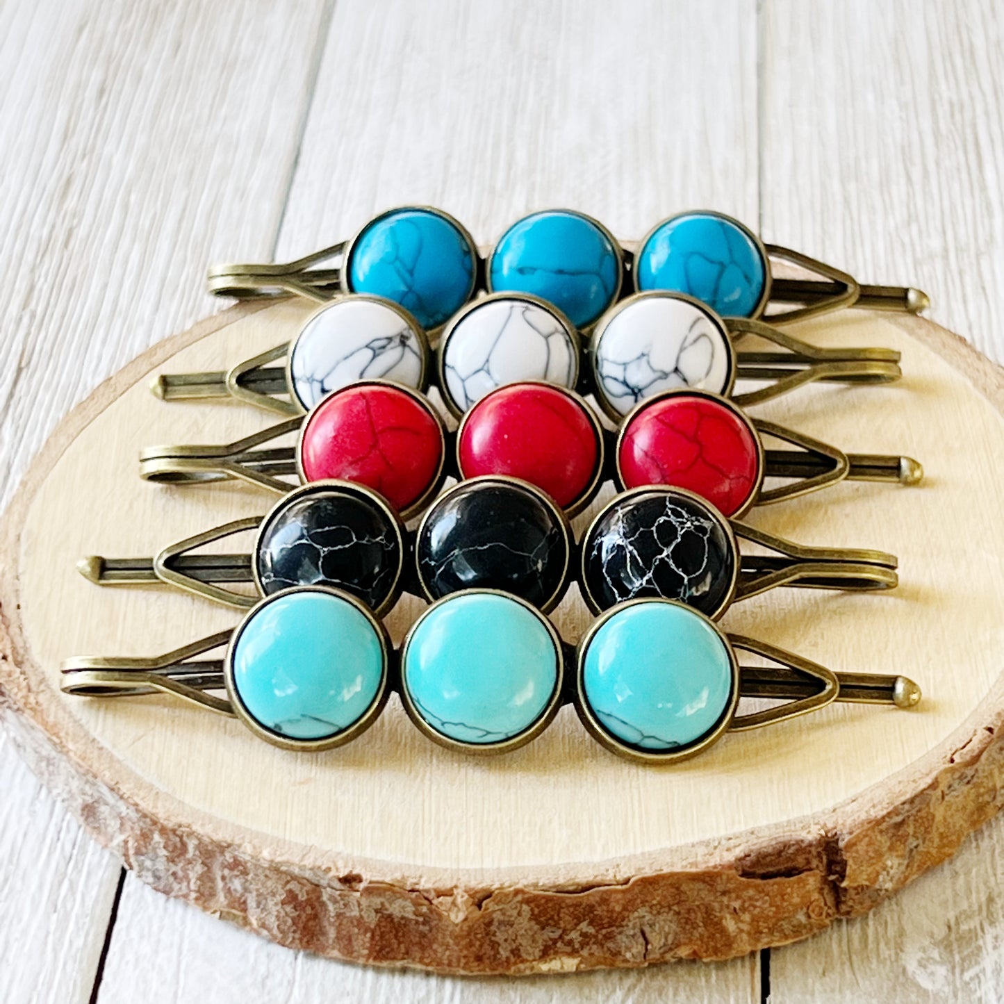 Western Turquoise Stone Bobby Pins