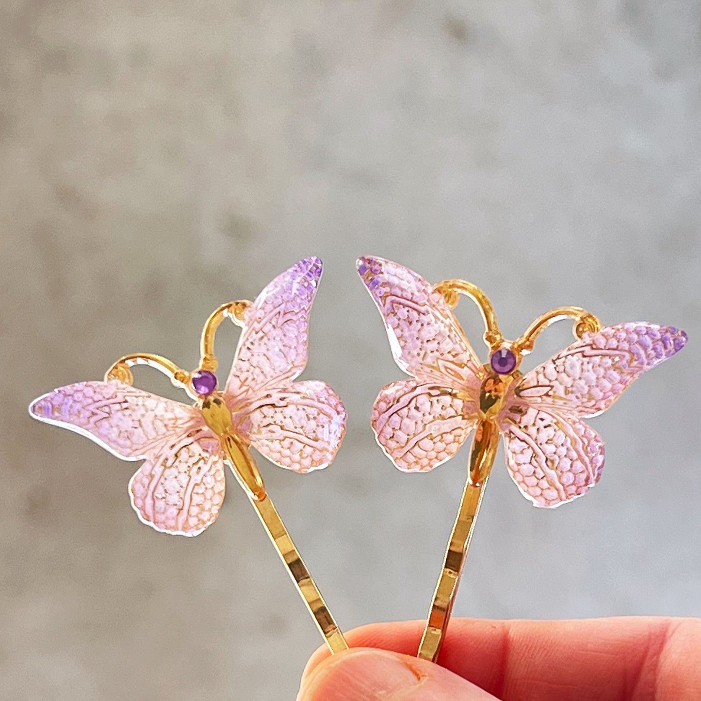 Purple & Gold Butterfly Hair Pins