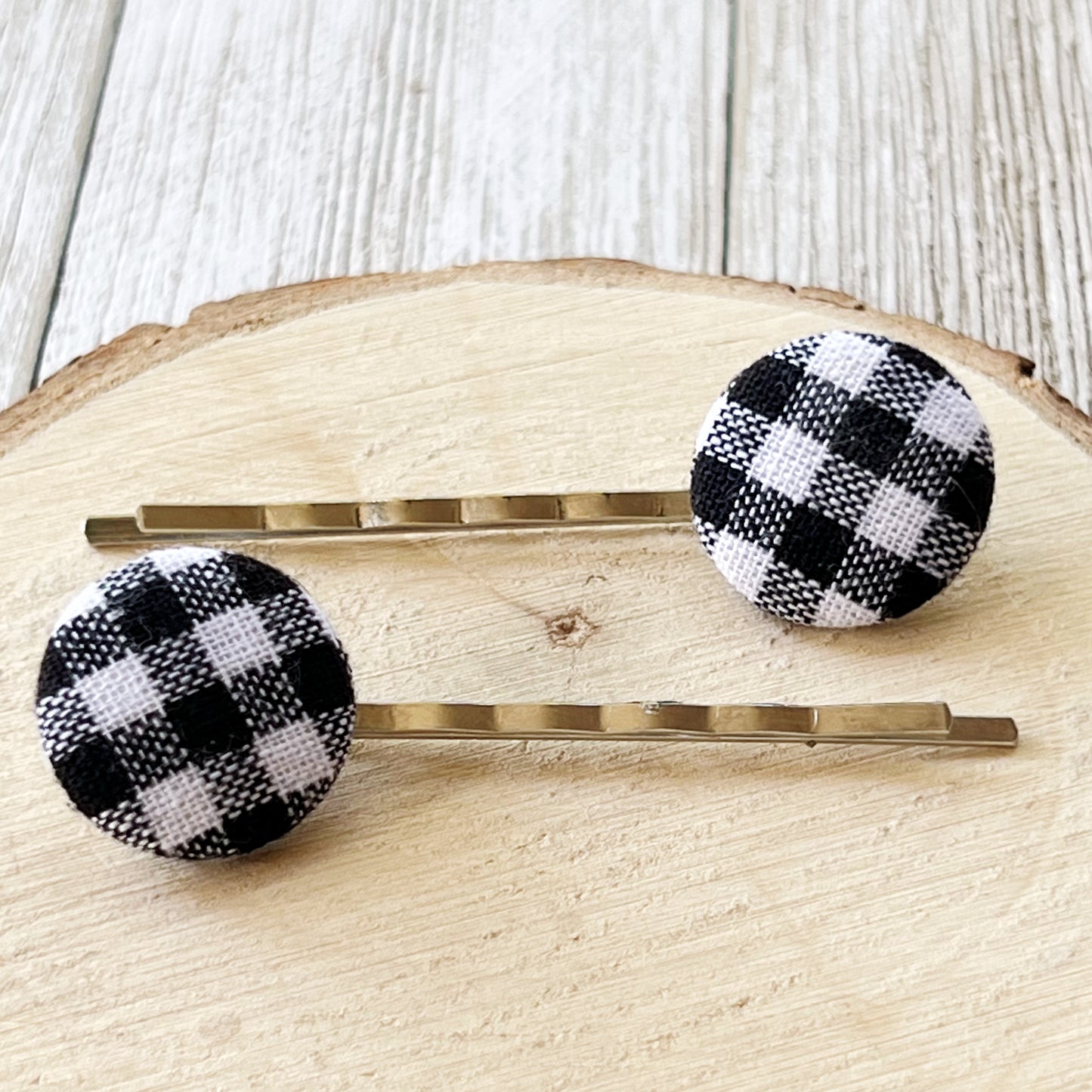 Black & White Buffalo Plaid Bobby Pins - Stylish & Trendy Hair Accessories