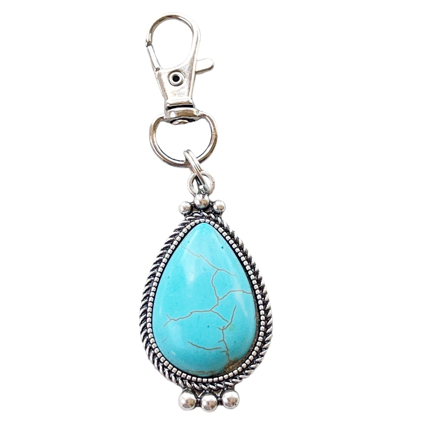 Turquoise Western Zipper Pull Handbag Charm