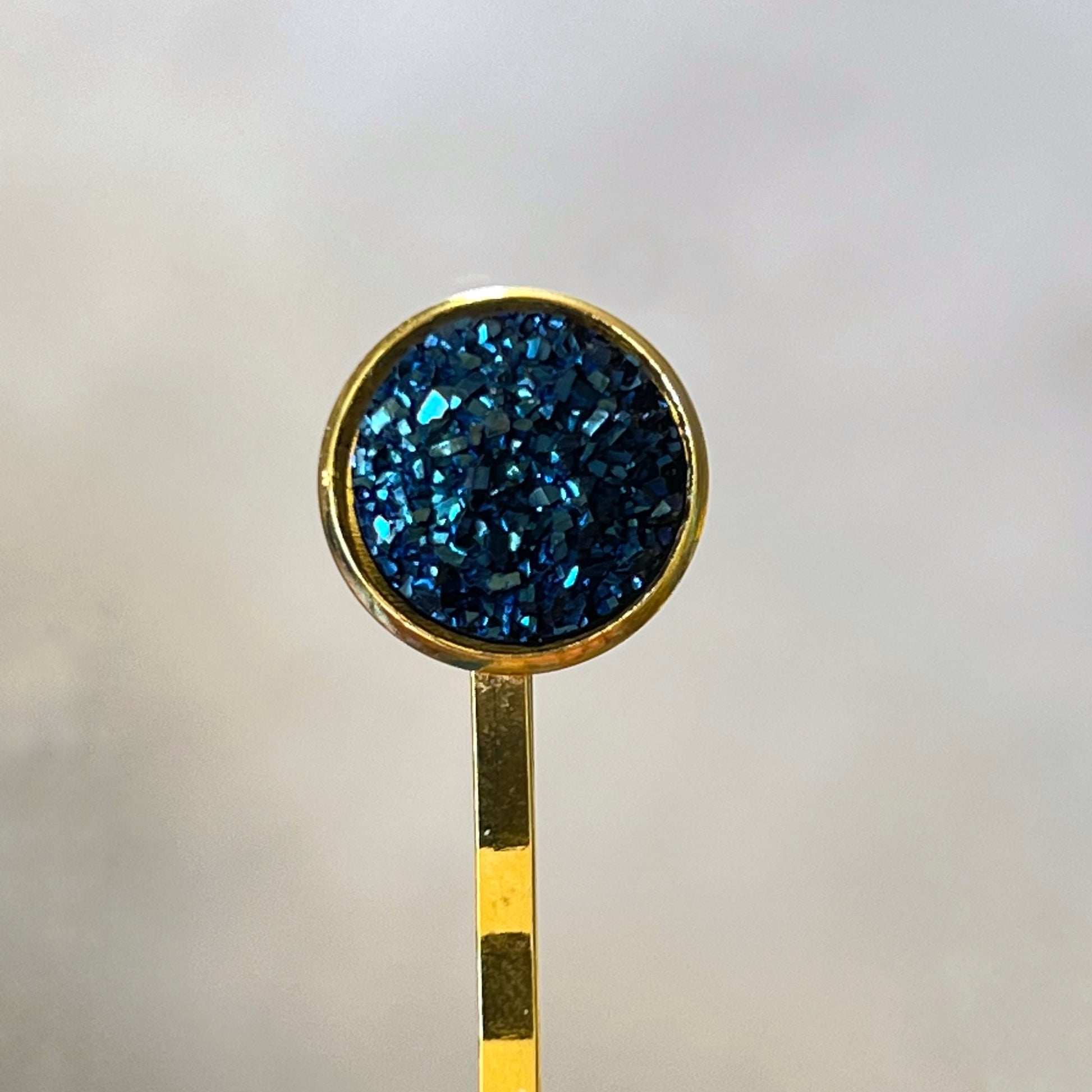 Cobalt Blue Druzy Gold Hair Pins