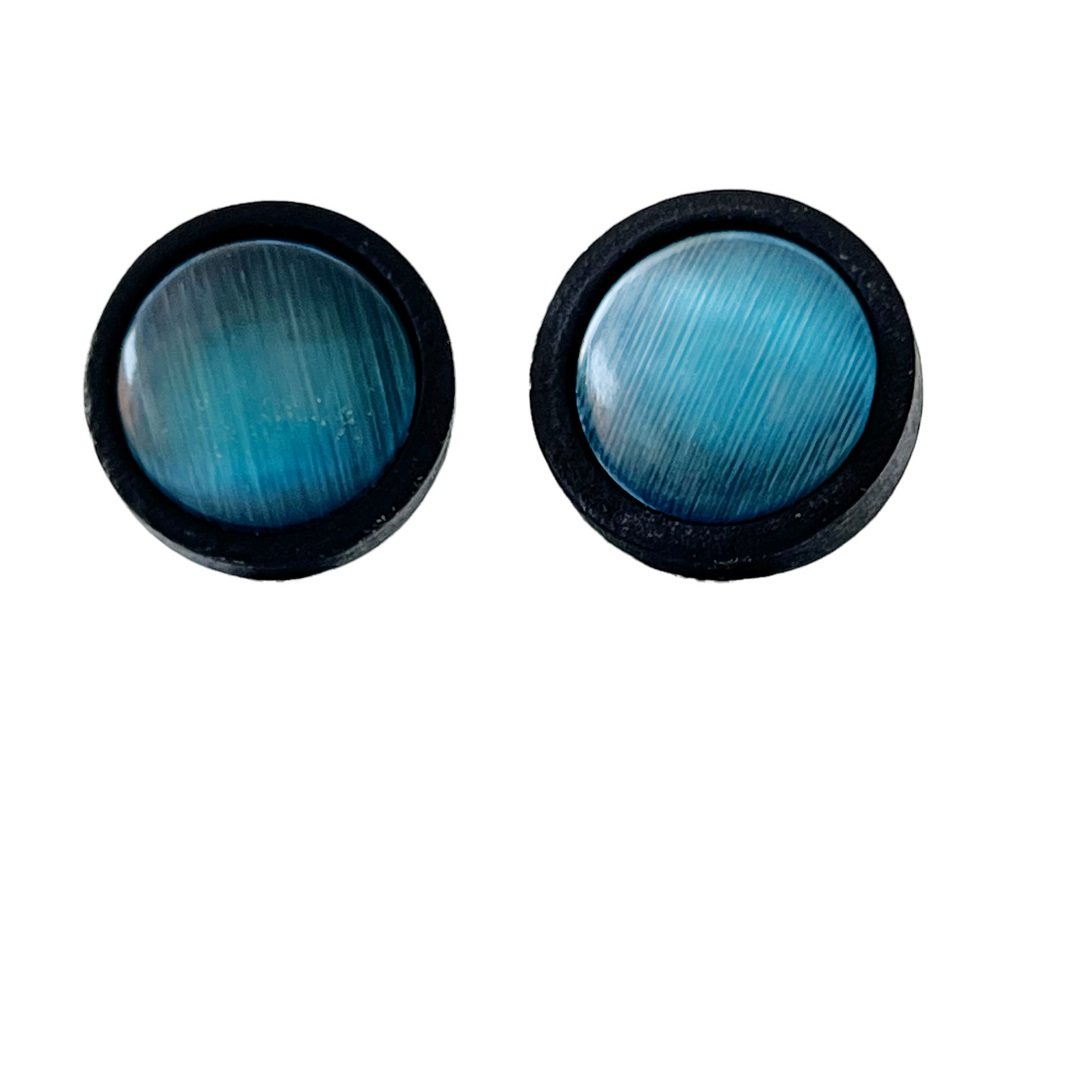 Blue Glass Black Wood Unisex Stud Earrings - Stylish & Versatile Accessories