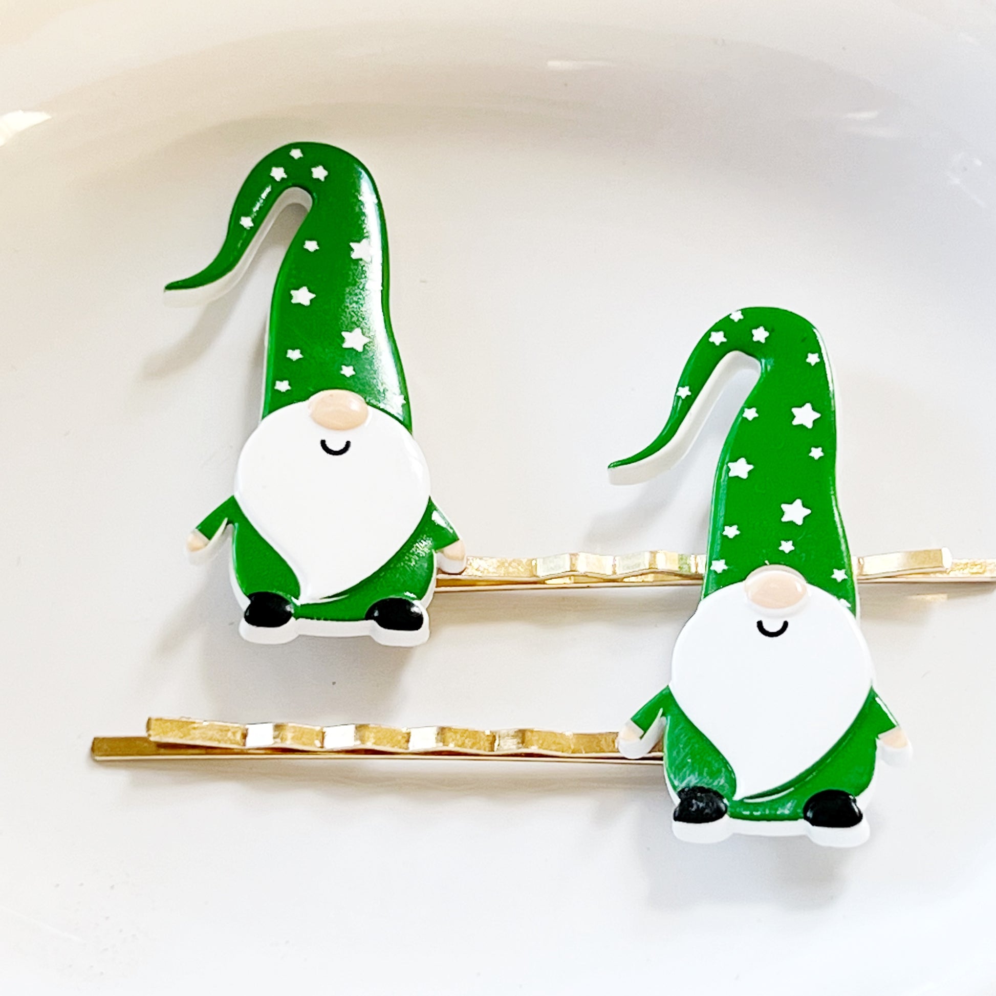 Green Gnome Christmas Hair Pins