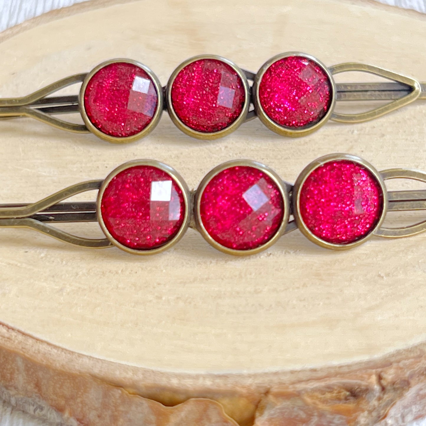 Hot Pink Rhinestone Hair Pins