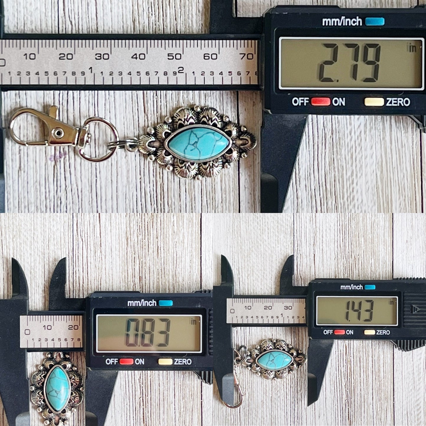 Western Turquoise Zipper Pull Handbag Charm