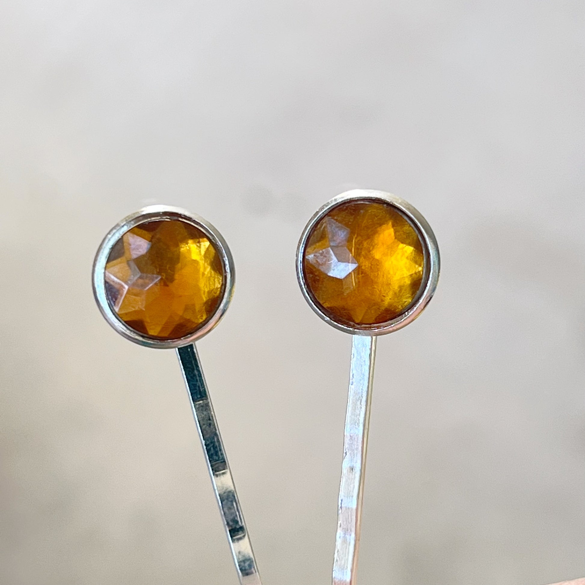 Citrine And Silver Hair Pins