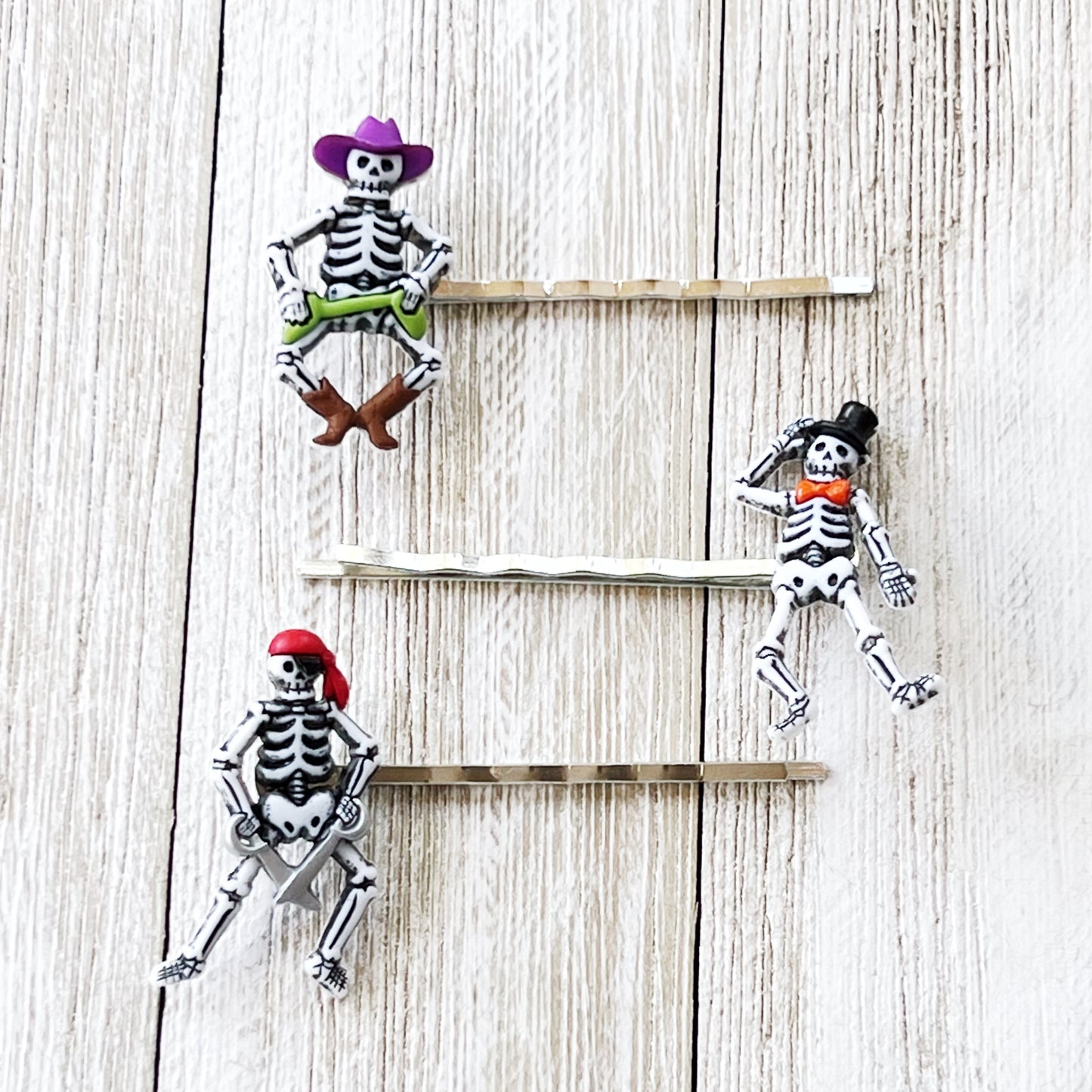 Halloween Dancing Skeletons Hair Pin Set