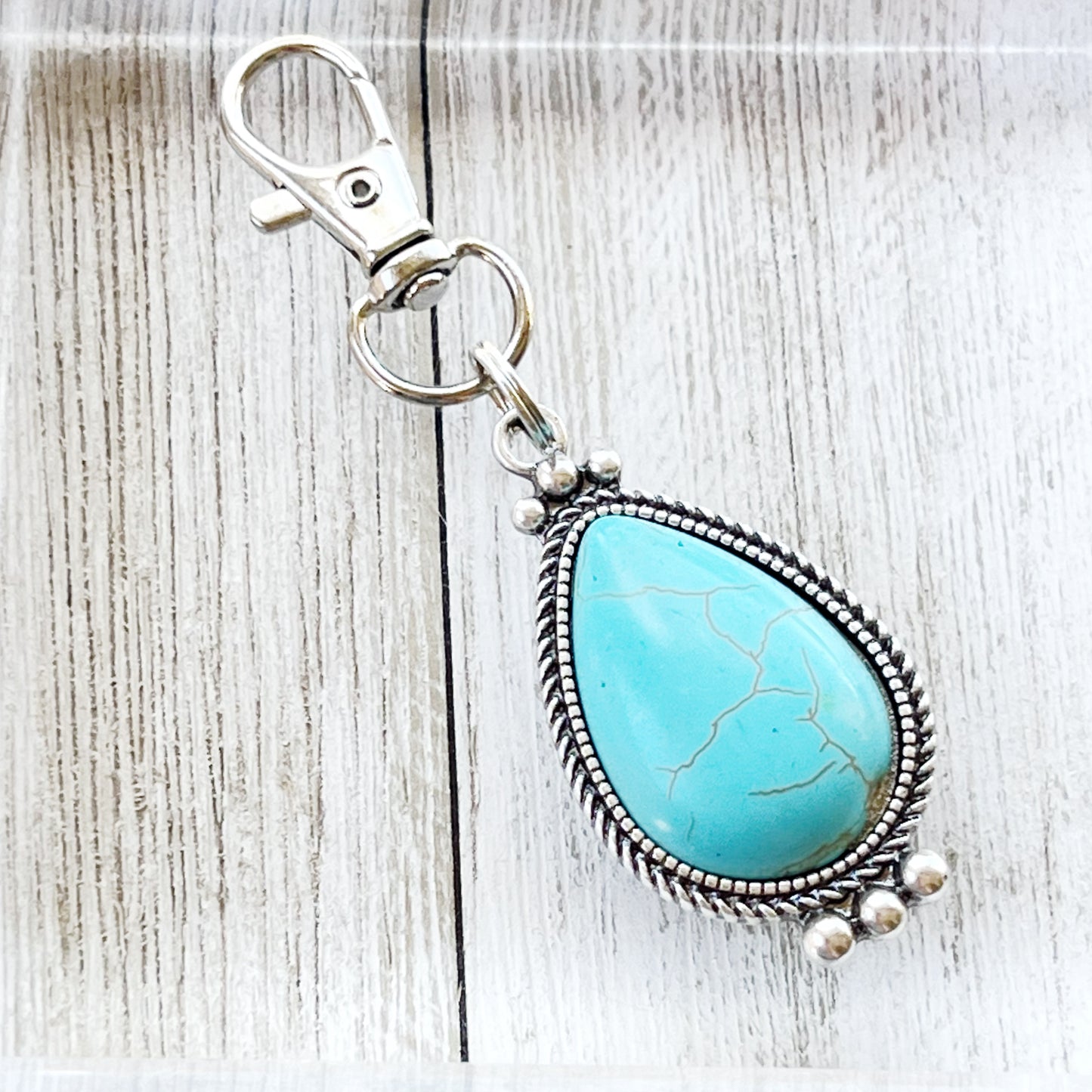 Turquoise Western Zipper Pull Handbag Charm