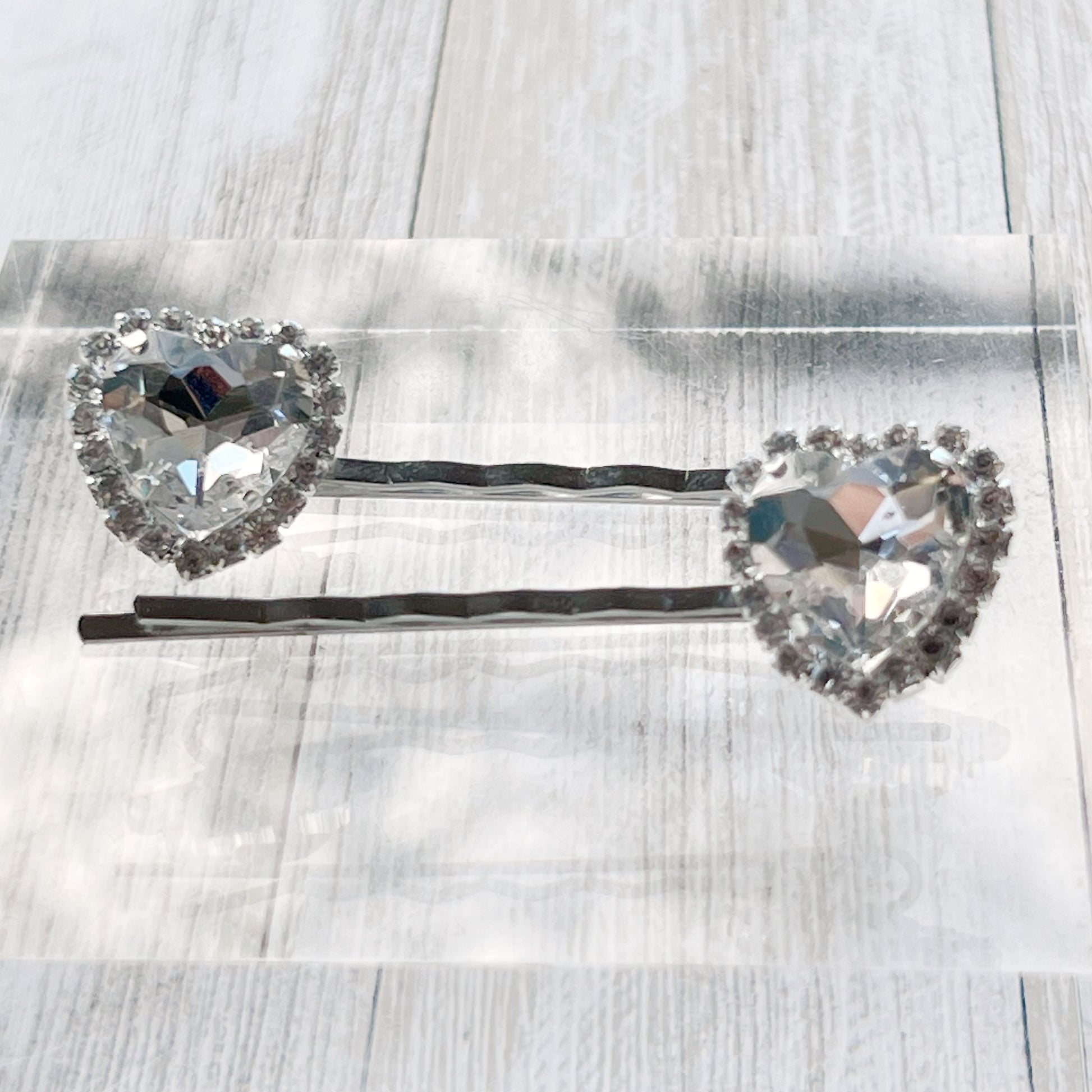 Heart Rhinestone Hair Pins, Hair Pins For Woman, Womens Decorative Bobby Pin Crystal Heart Bobby Pin