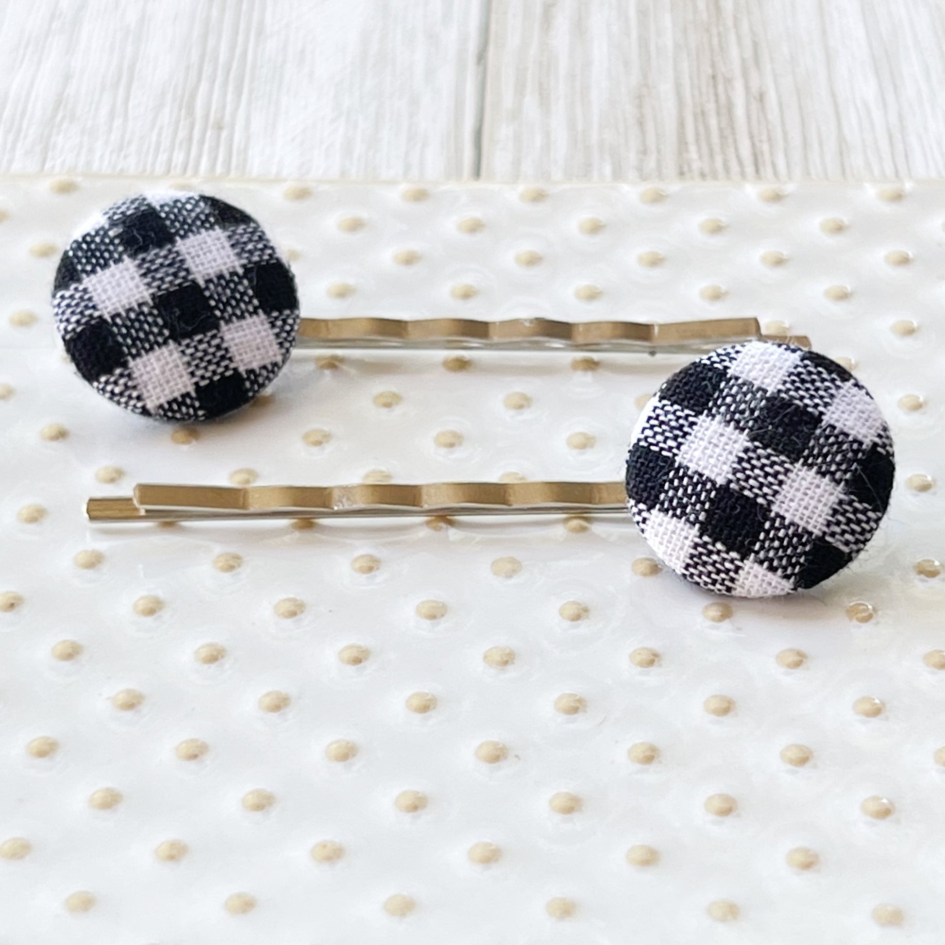 Black & White Buffalo Plaid Bobby Pins - Stylish & Trendy Hair Accessories