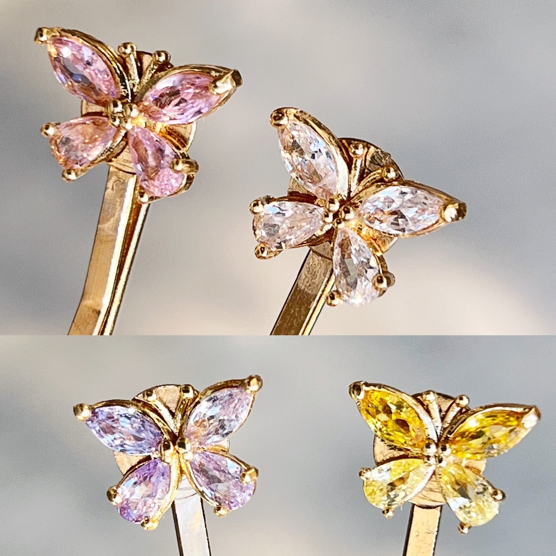 Pastel Rhinestone Butterfly Hair Pins