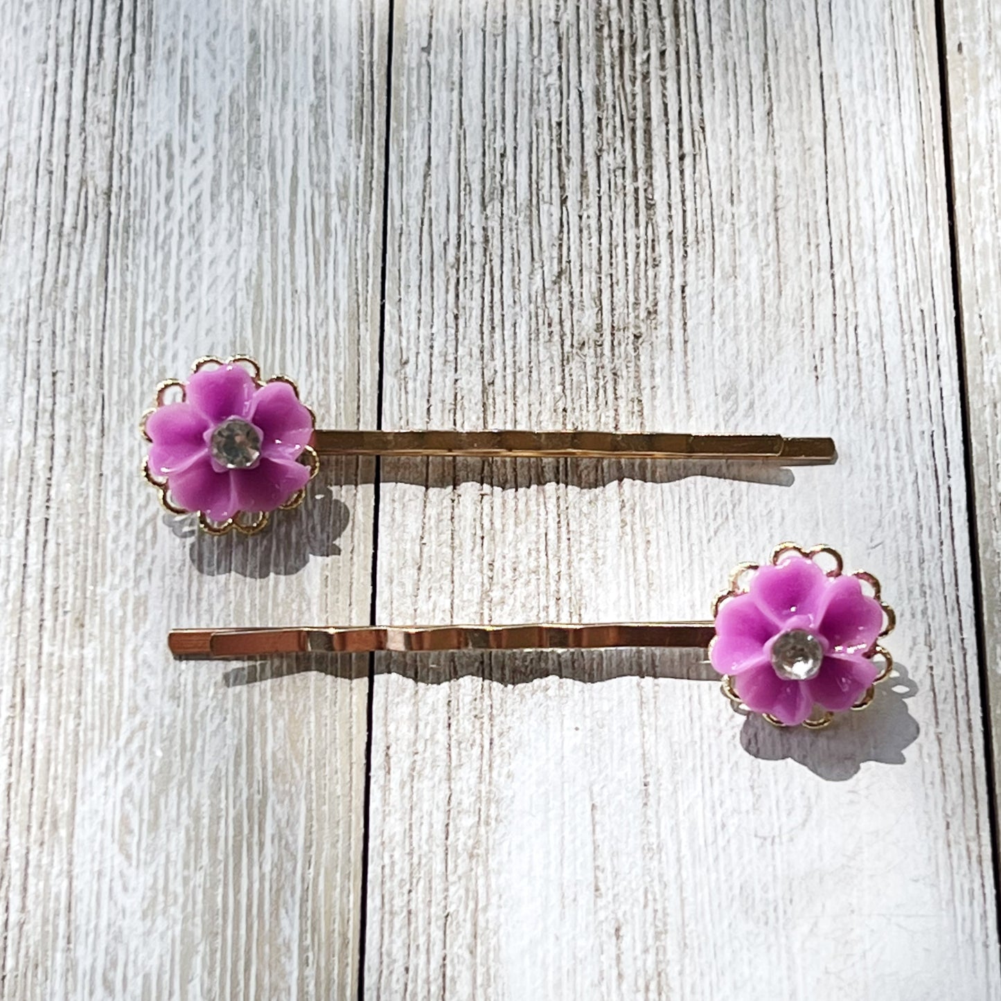 Purple Rhinestone Flower Hair Pins, Hair Pins For Woman, Purple Bobby Pins, Decorative Bobby Pin, Womans Hair Clip, Floral Wedding Hair Pins