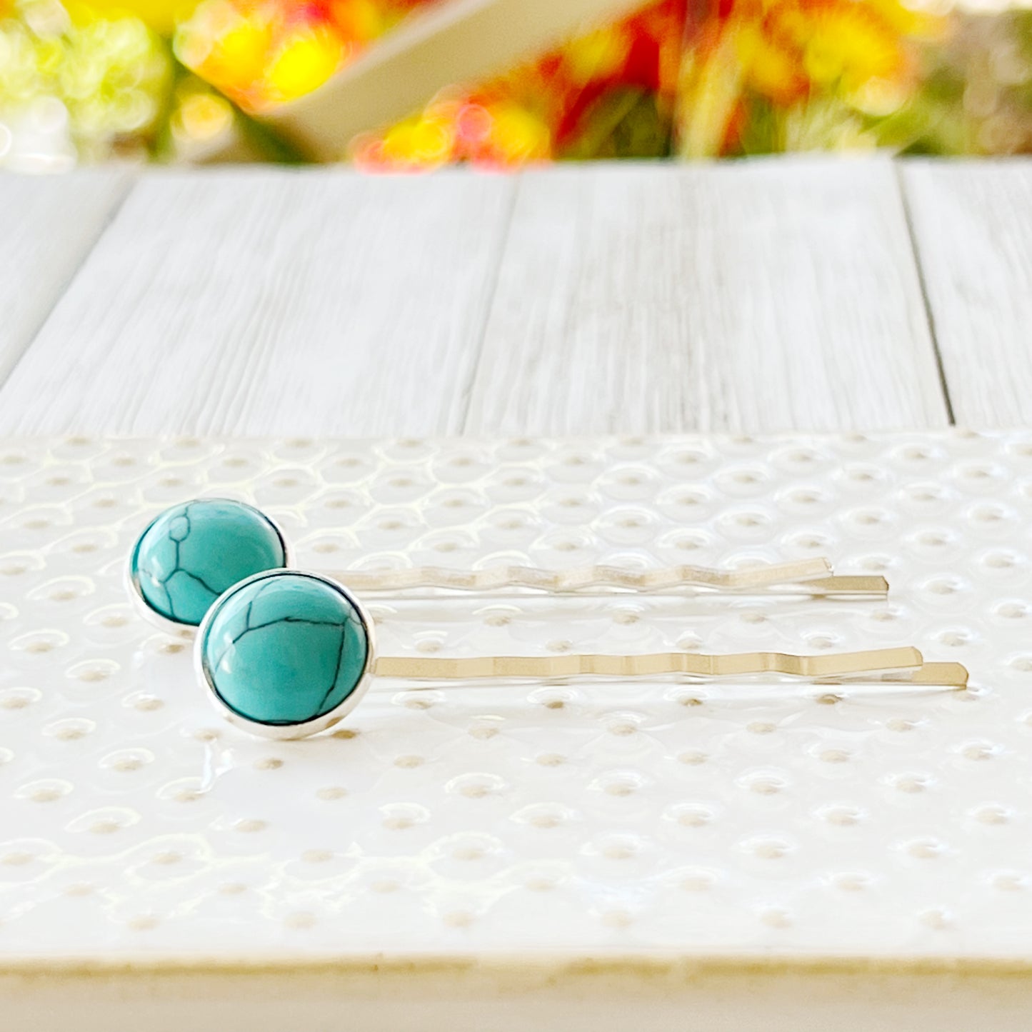 Boho Western Turquoise Silver Hair Pins - Stylish Accessories with a Western Flair