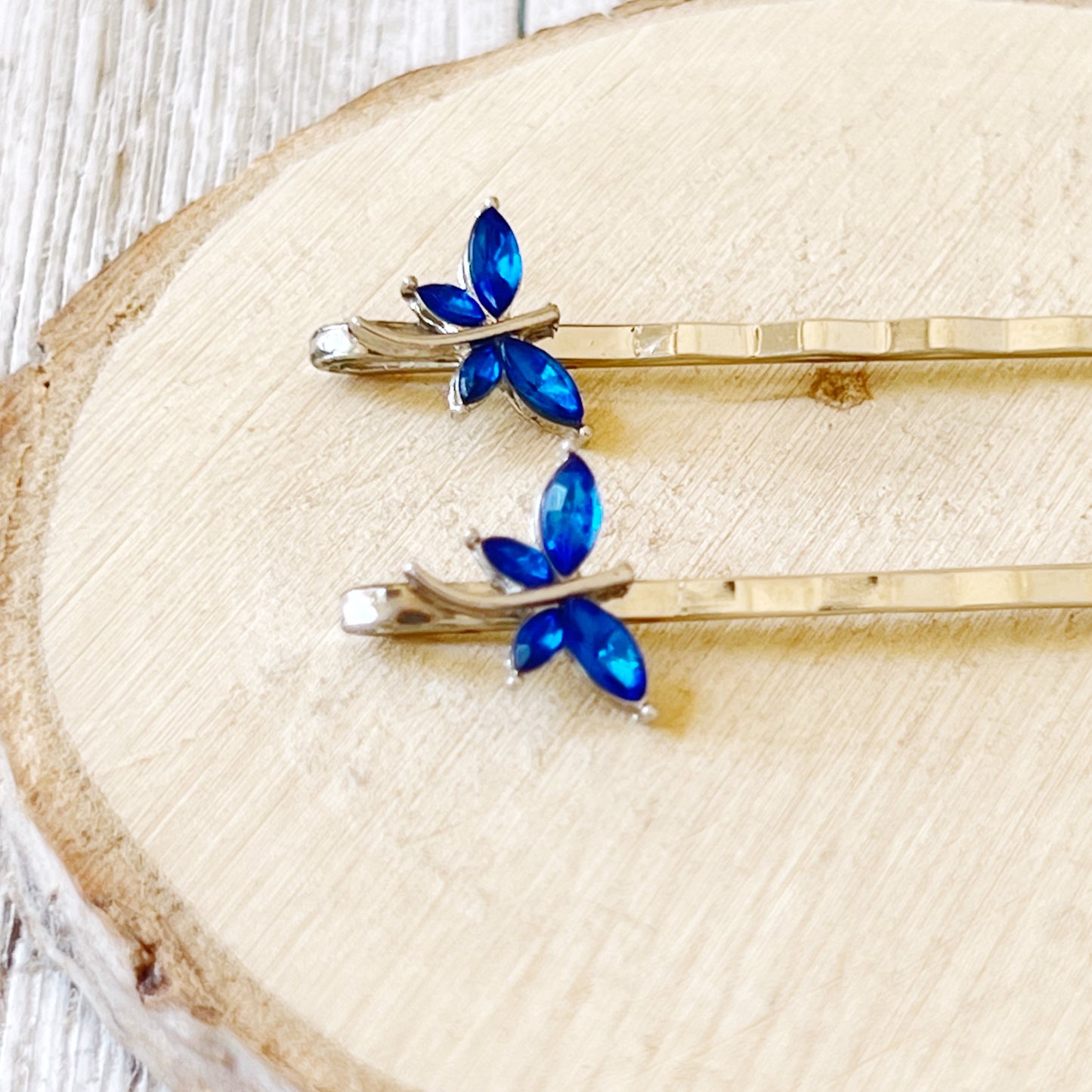 Blue Rhinestone Dragonfly Hair Pins - Delicate Accents for Chic Hairstyles