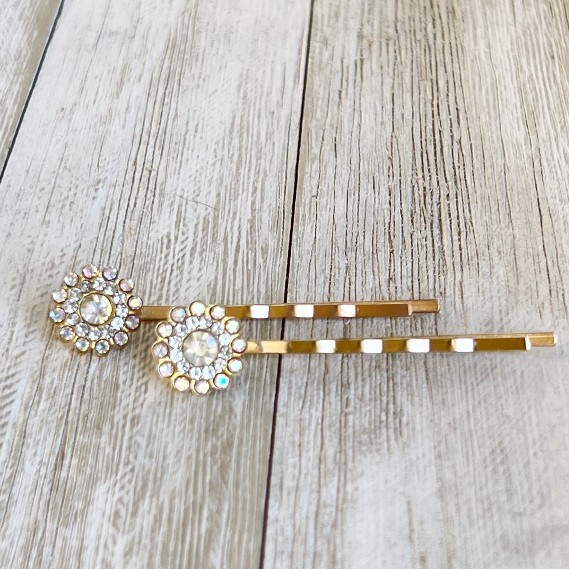 Rhinestone Flower Hair Pins