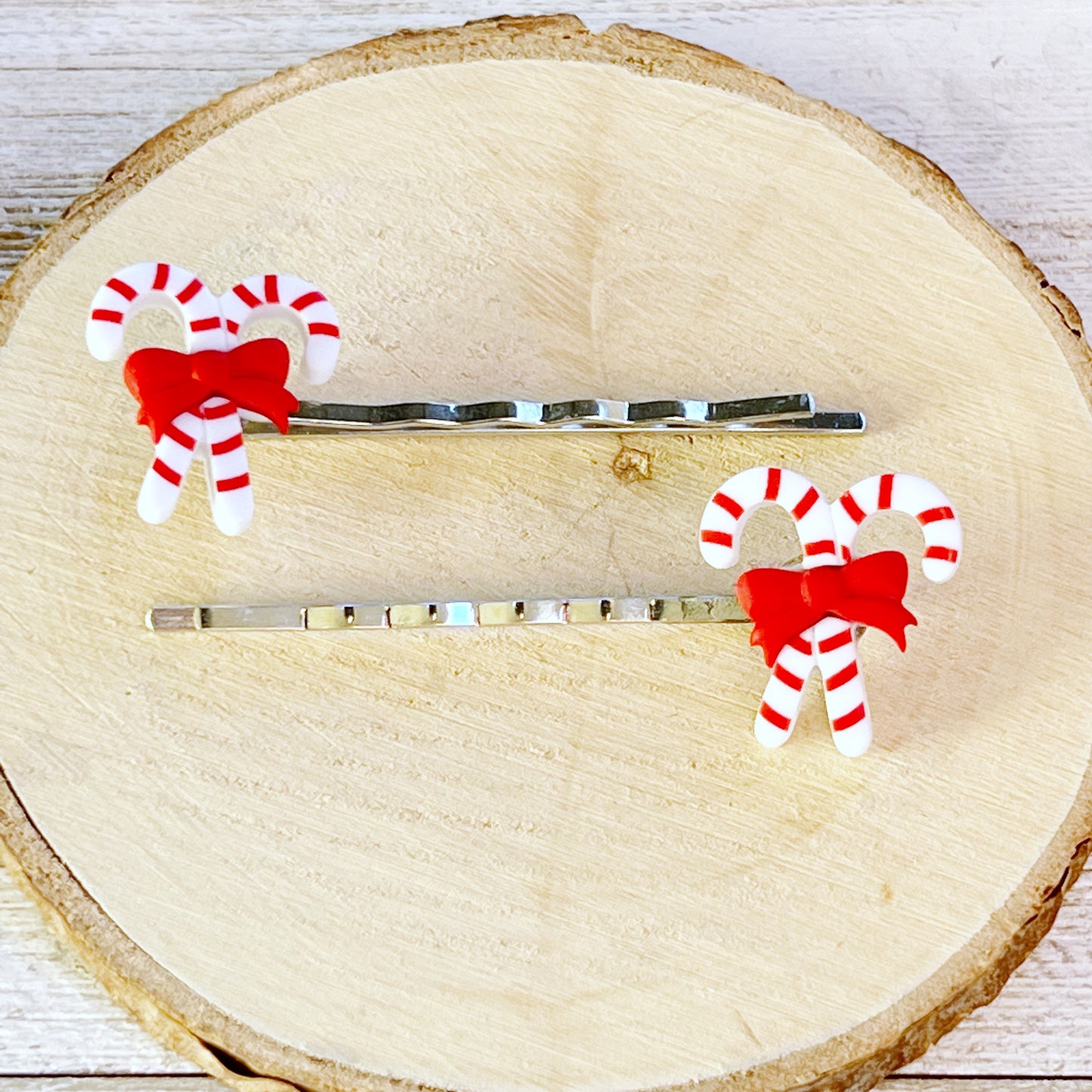 Candy Canes with Red Bow Bobby Pins - Sweet Holiday Accessories for Festive Hairstyles