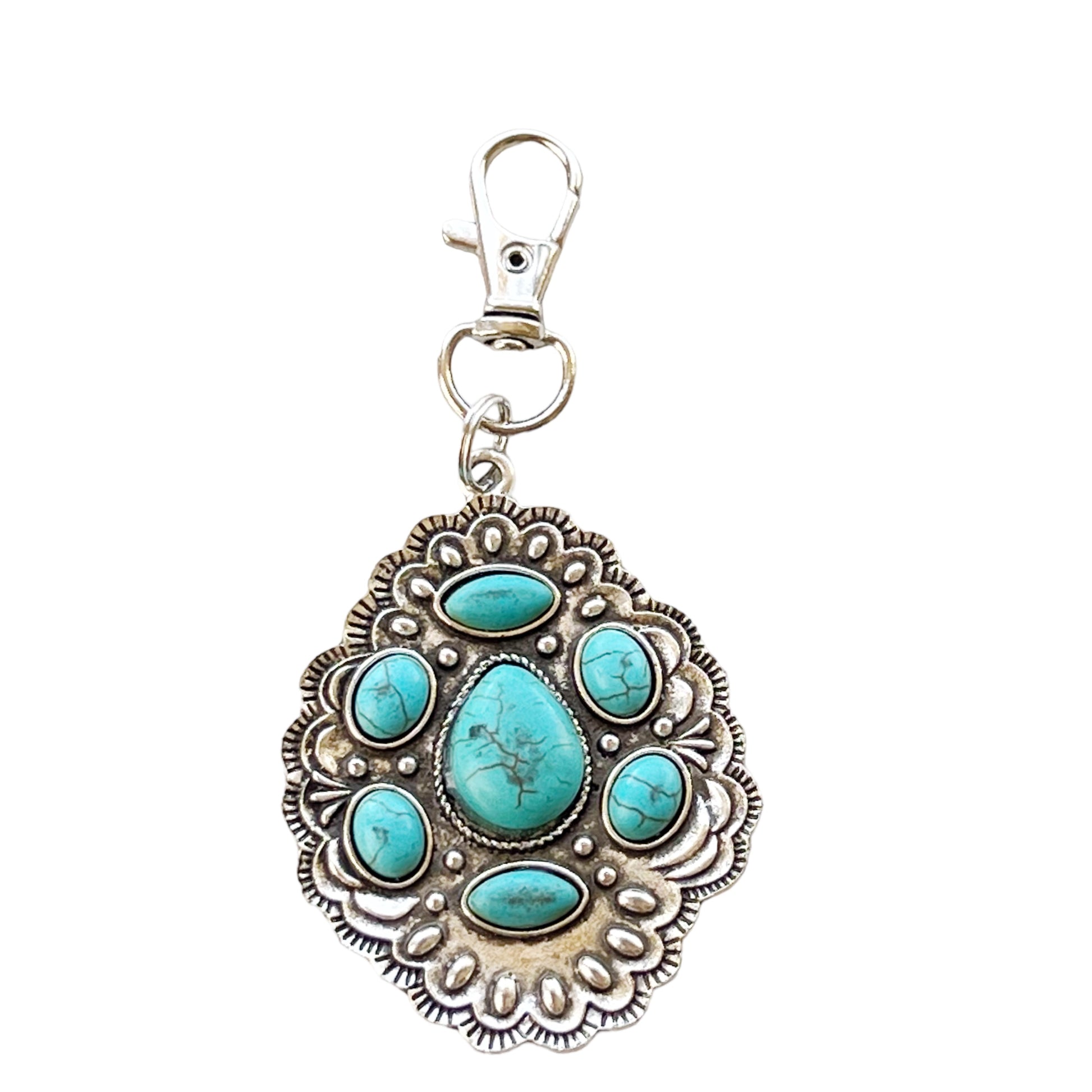 Turquoise Western Zipper Pull Handbag Charm