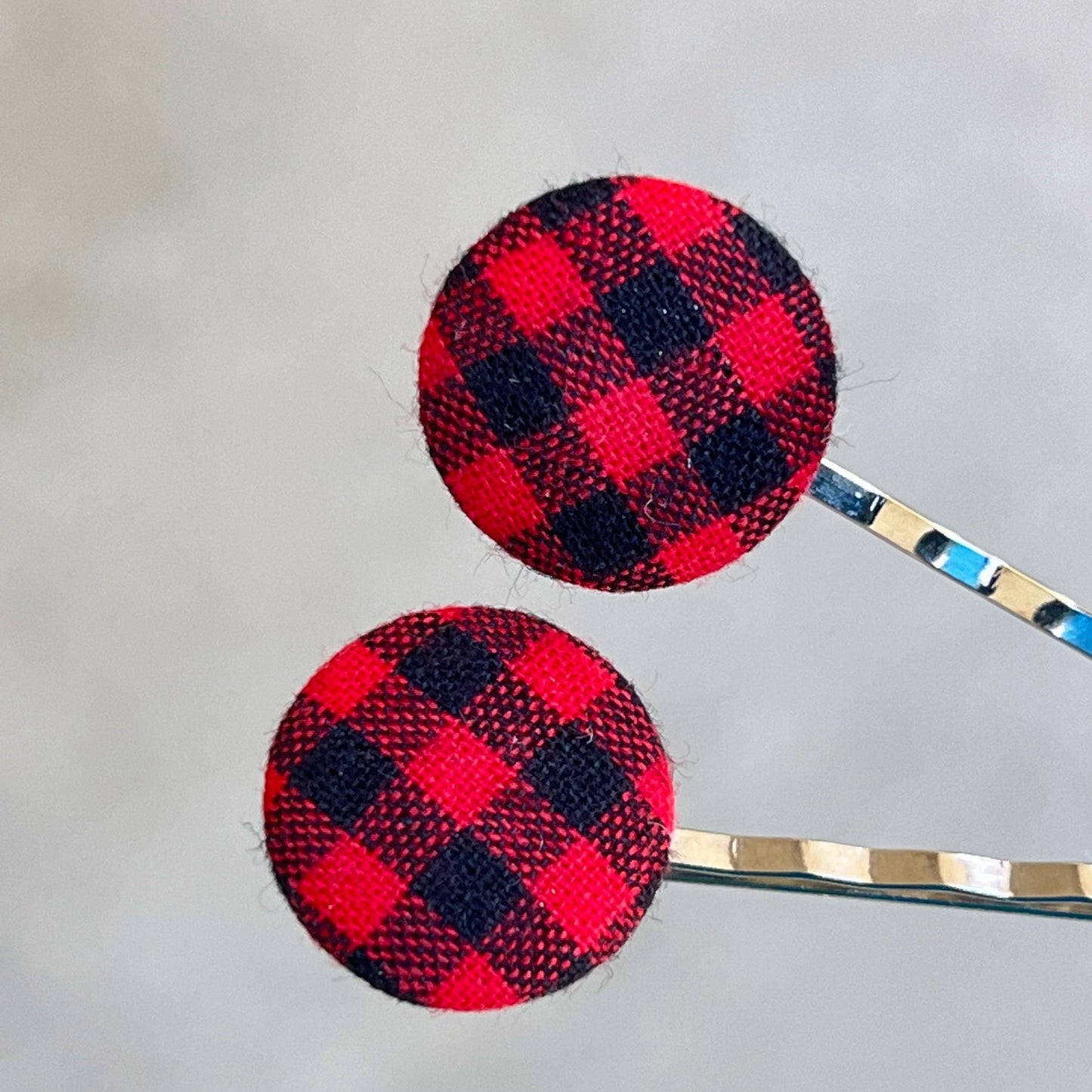 Red Buffalo Plaid Christmas Holiday Bobby Pins