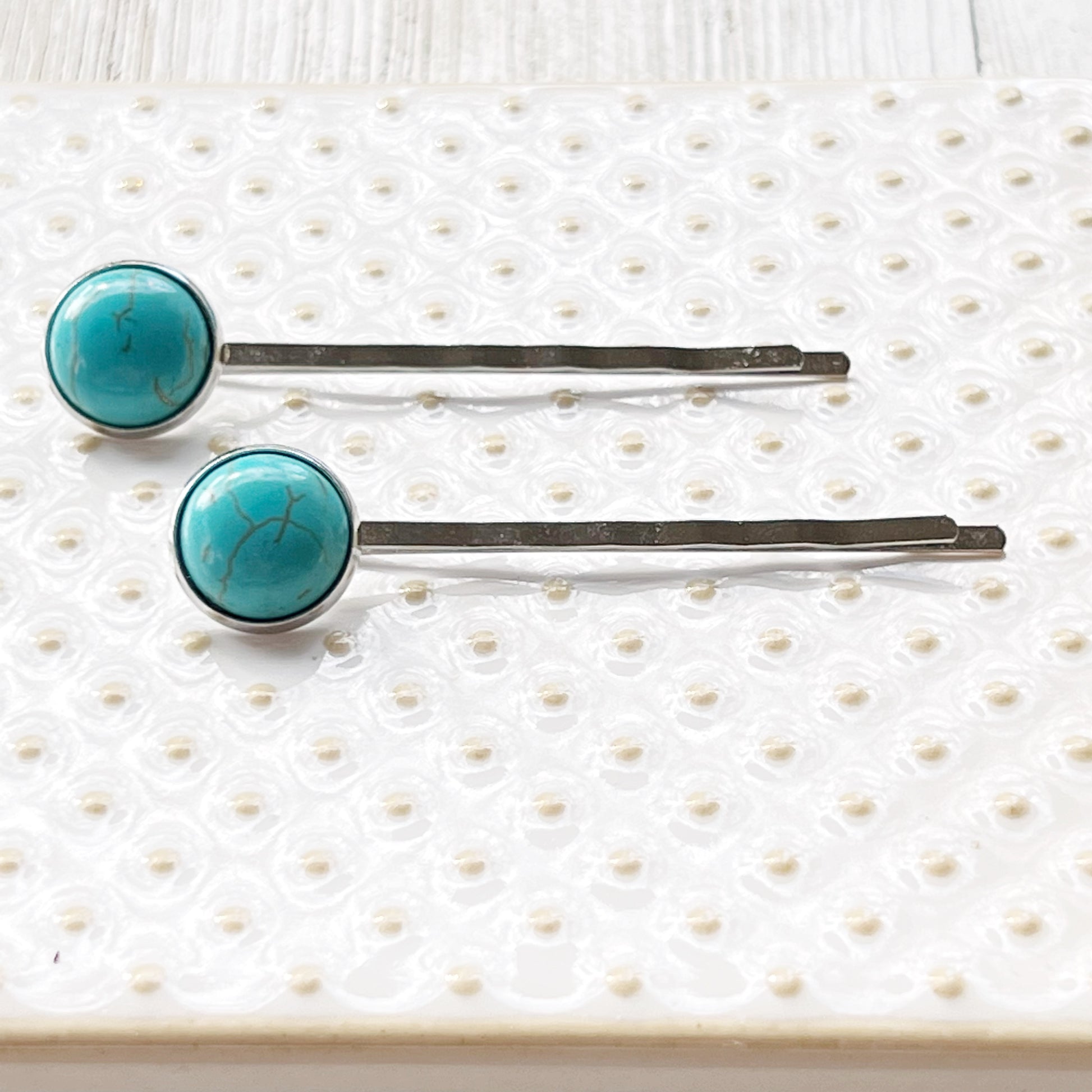 Turquoise Hair Pins - Western Cowgirl Decorative Brass Bobby Pins, Women's Southwestern Hair Accessories