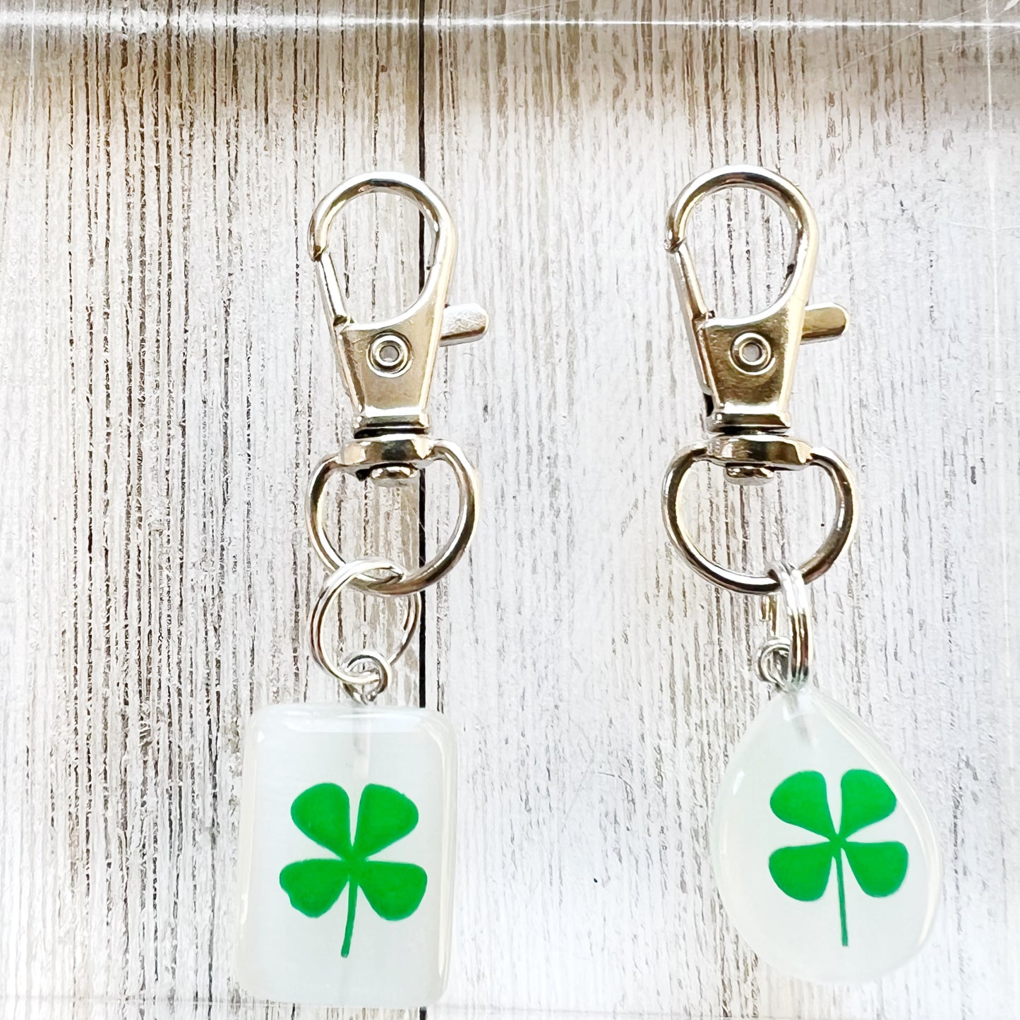 Shamrock Clover Leaf Zipper Pull Keychain Charm