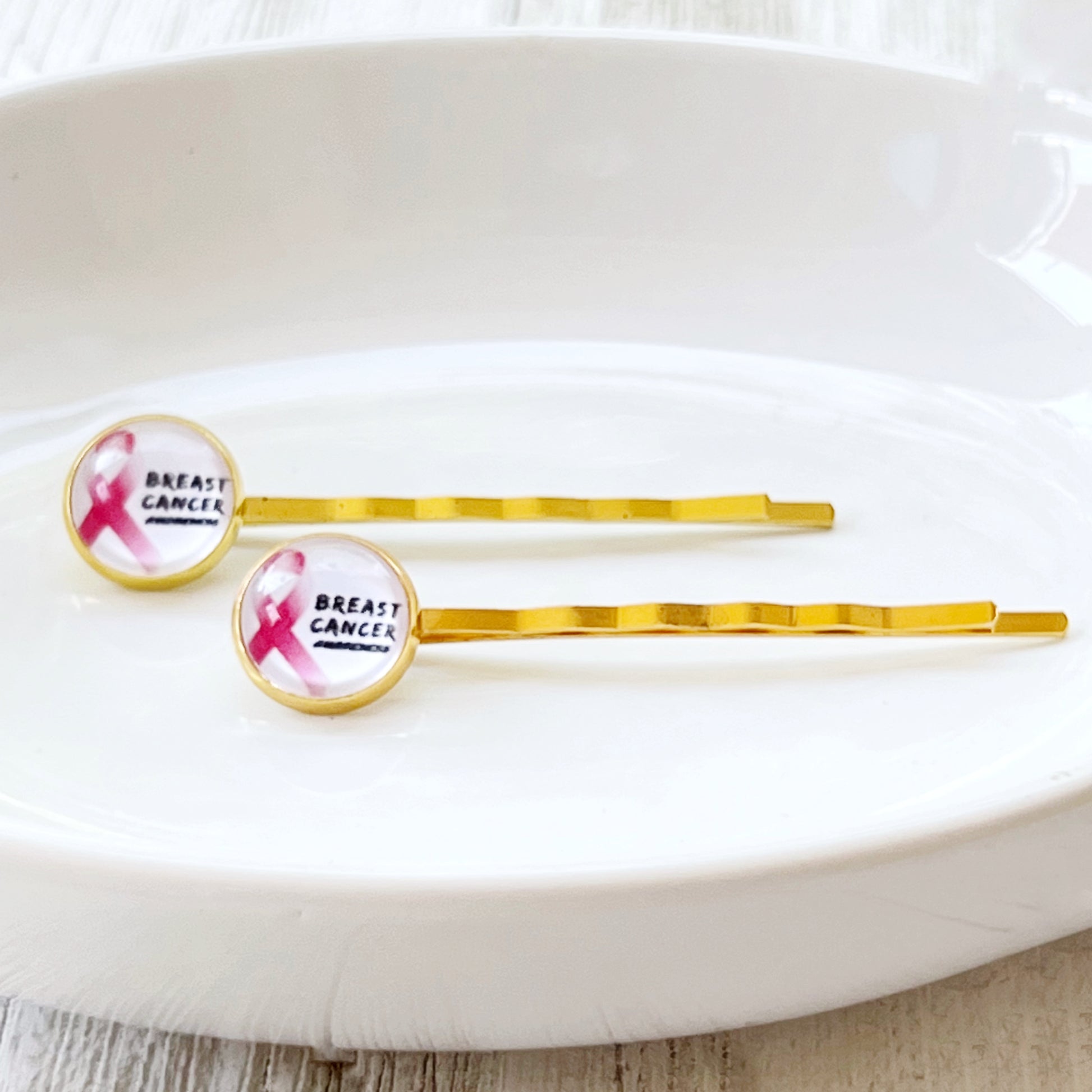 Breast Cancer Awareness Ribbon Hair Pins - Supportive and Stylish Accessories