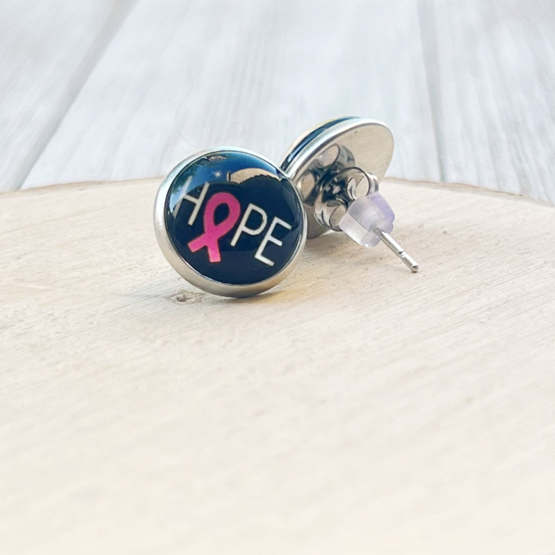 Breast Cancer Awareness 'Hope' Stud Earrings - Stylish & Meaningful Accessories