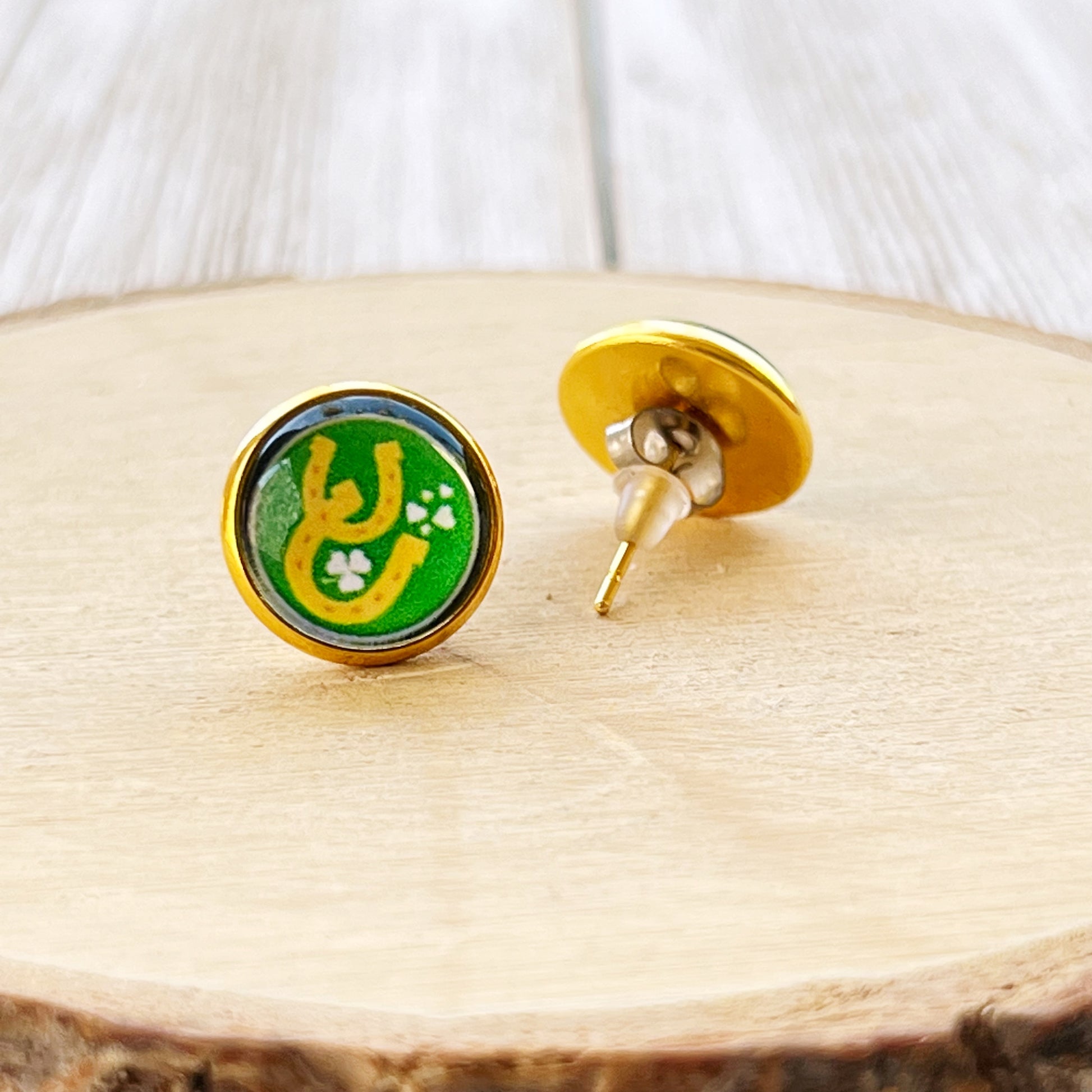 Lucky Horseshoe Gold Stud Earrings - Stylish & Symbolic Accessories