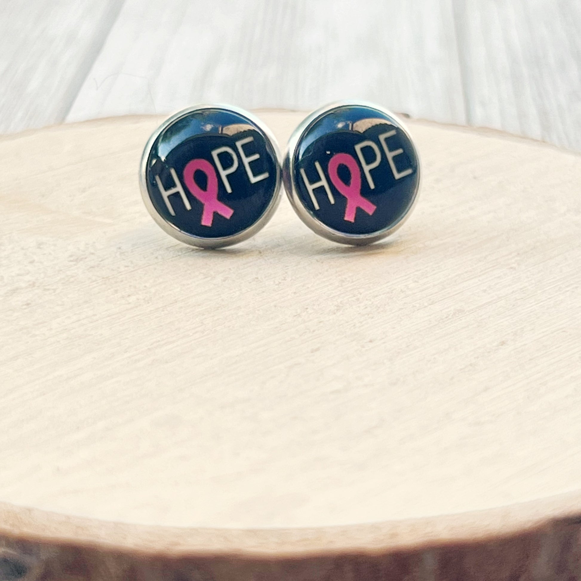 Breast Cancer Awareness 'Hope' Stud Earrings - Stylish & Meaningful Accessories