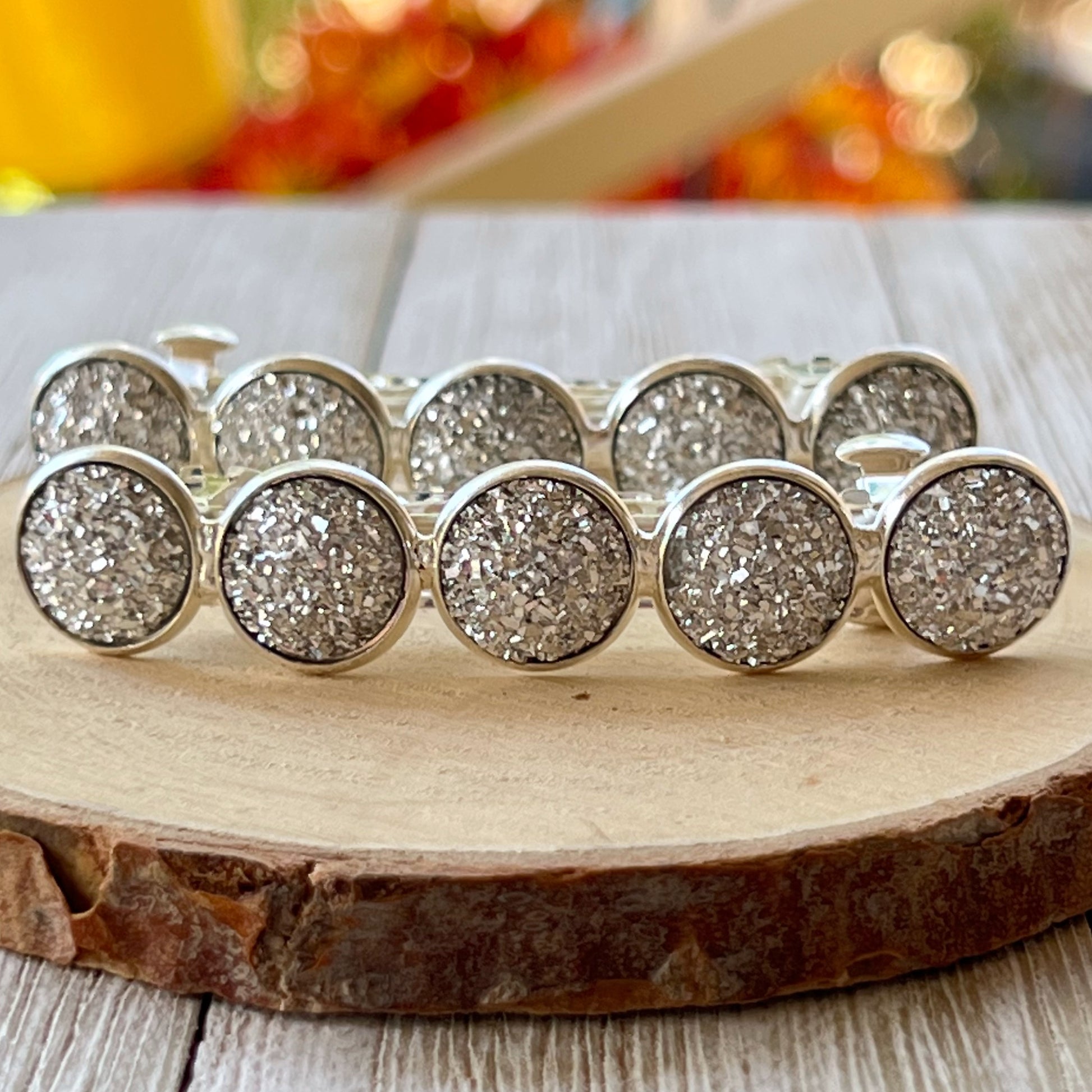 Metallic Silver Druzy Barrettes - Stylish & Elegant Hair Accessories