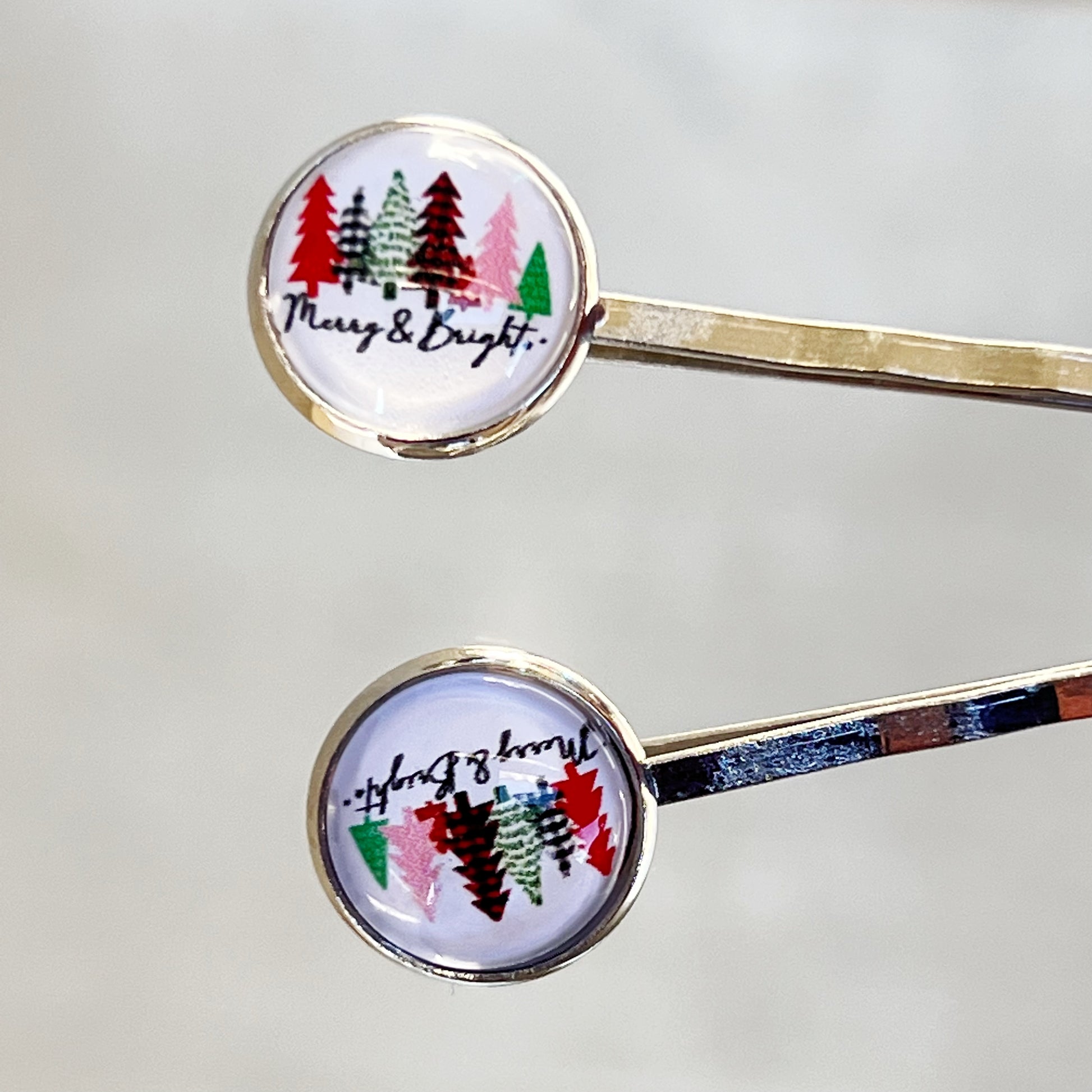 Merry & Bright Christmas Tree Holiday Bobby Pins