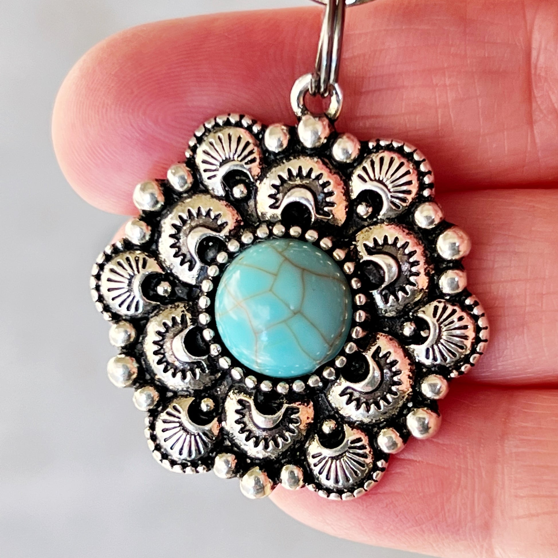 Western Turquoise Zipper Pull Handbag Charm