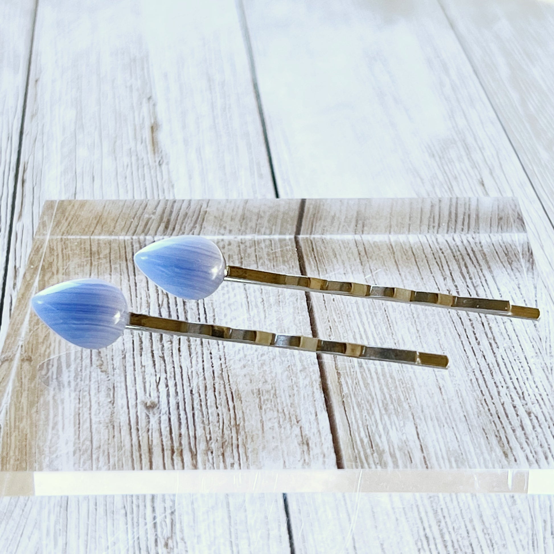 Blue Lace Agate Stone Hair Pins - Elegant and Natural Hair Accessories