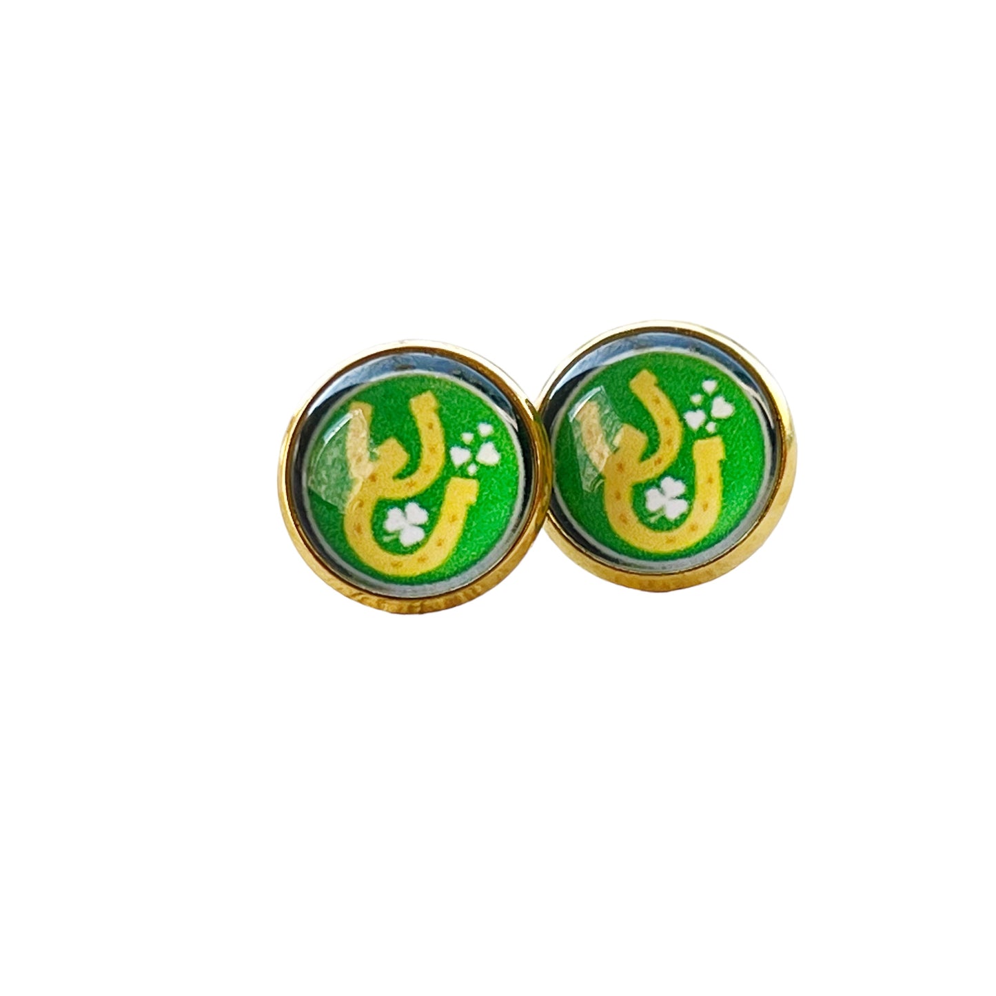 Lucky Horseshoe Gold Stud Earrings - Stylish & Symbolic Accessories