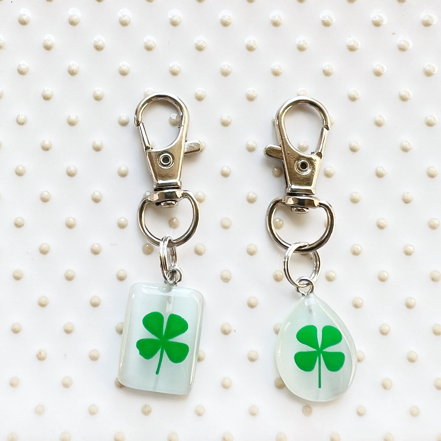 Shamrock Clover Leaf Zipper Pull Keychain Charm