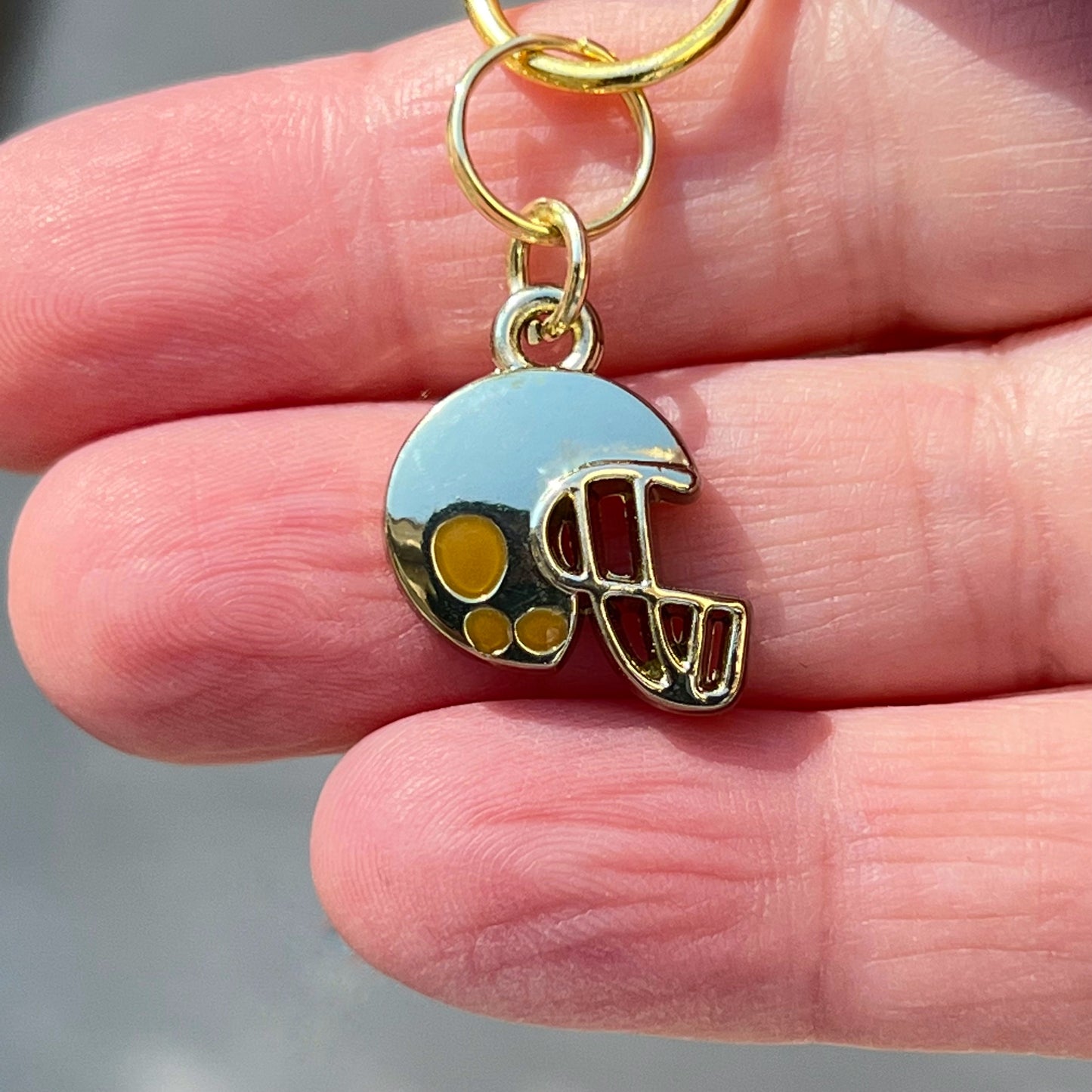 Football Zipper Pull Keychain Charm with Rhinestones