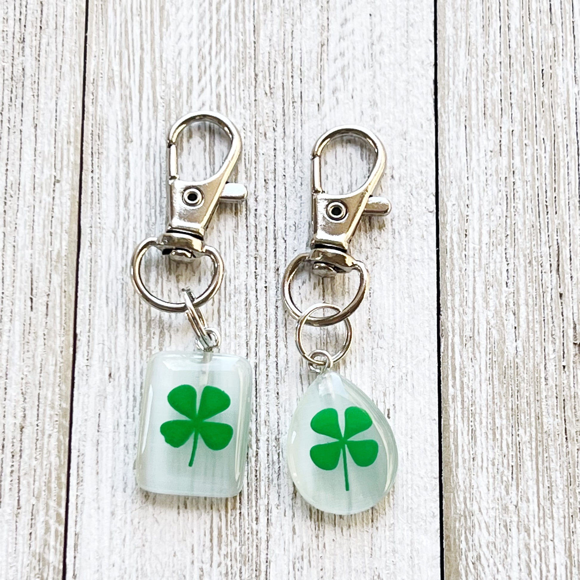 Shamrock Clover Leaf Zipper Pull Keychain Charm