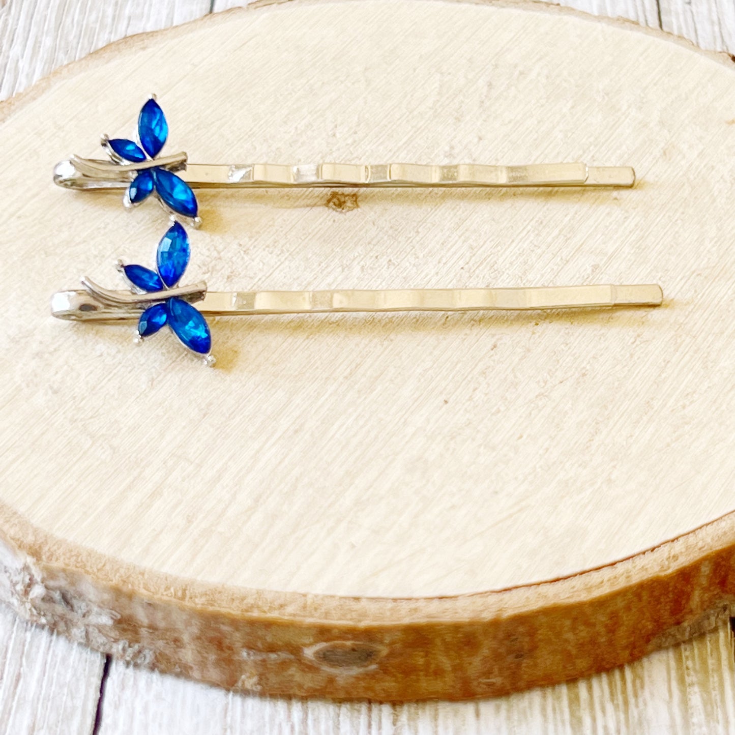 Blue Rhinestone Dragonfly Hair Pins - Delicate Accents for Chic Hairstyles