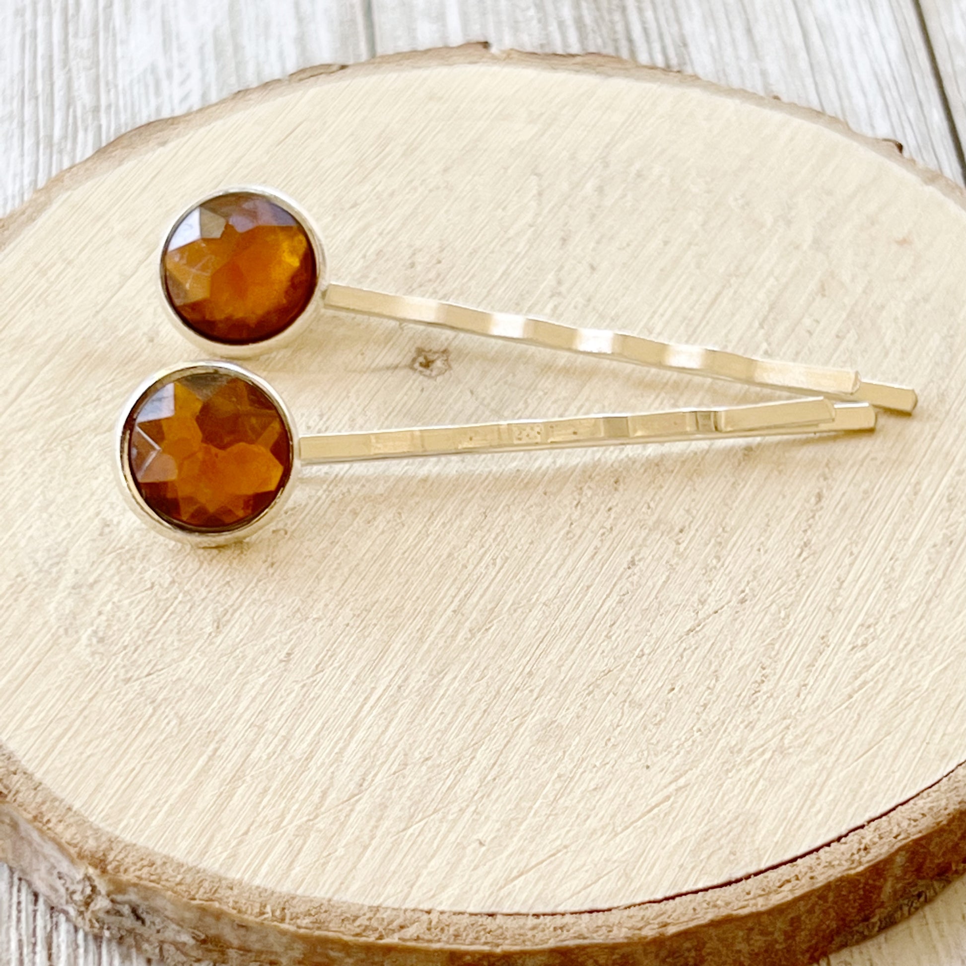 Citrine And Silver Hair Pins