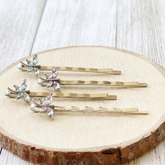 Light Blue and Purple Dragonfly Hair Pin, Hair Pins For Woman, Womens Hair Clip, Womens Bobby Pins, Dragonfly Bobby Pin, Rhinestone Hair Pin